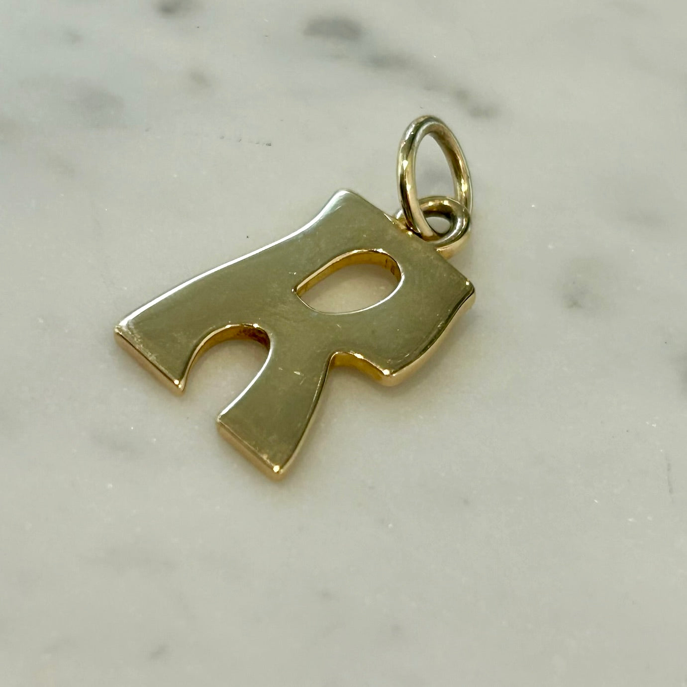 Marlo Laz Large Initial "R"  Charm in 14k Yellow Gold