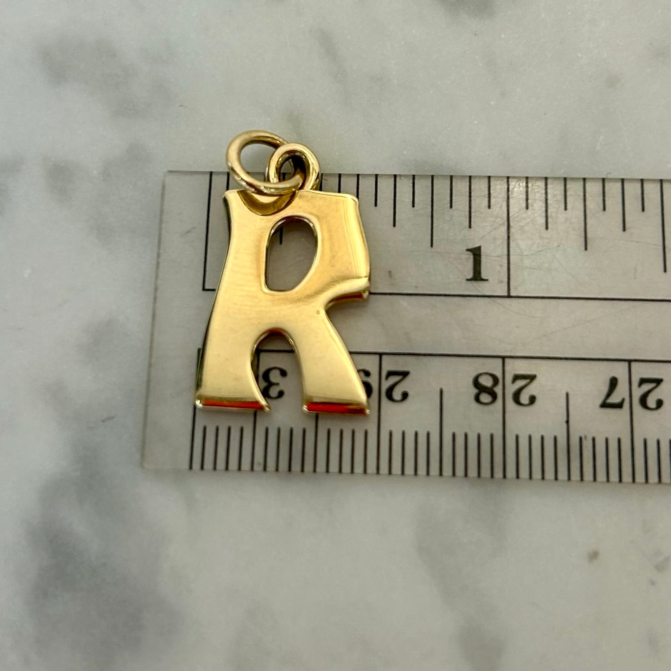 Marlo Laz Large Initial "R"  Charm in 14k Yellow Gold