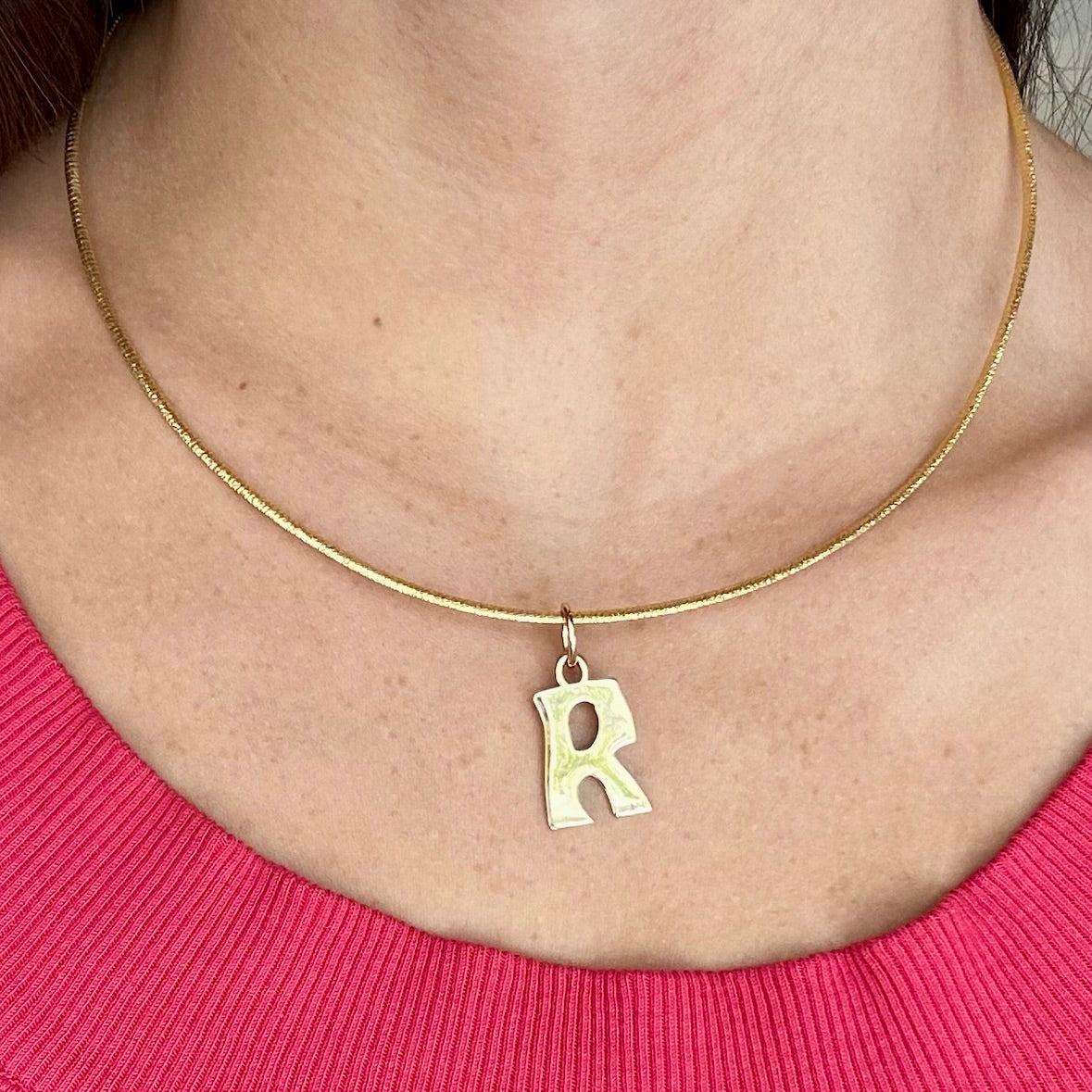 Marlo Laz Large Initial "R"  Charm in 14k Yellow Gold