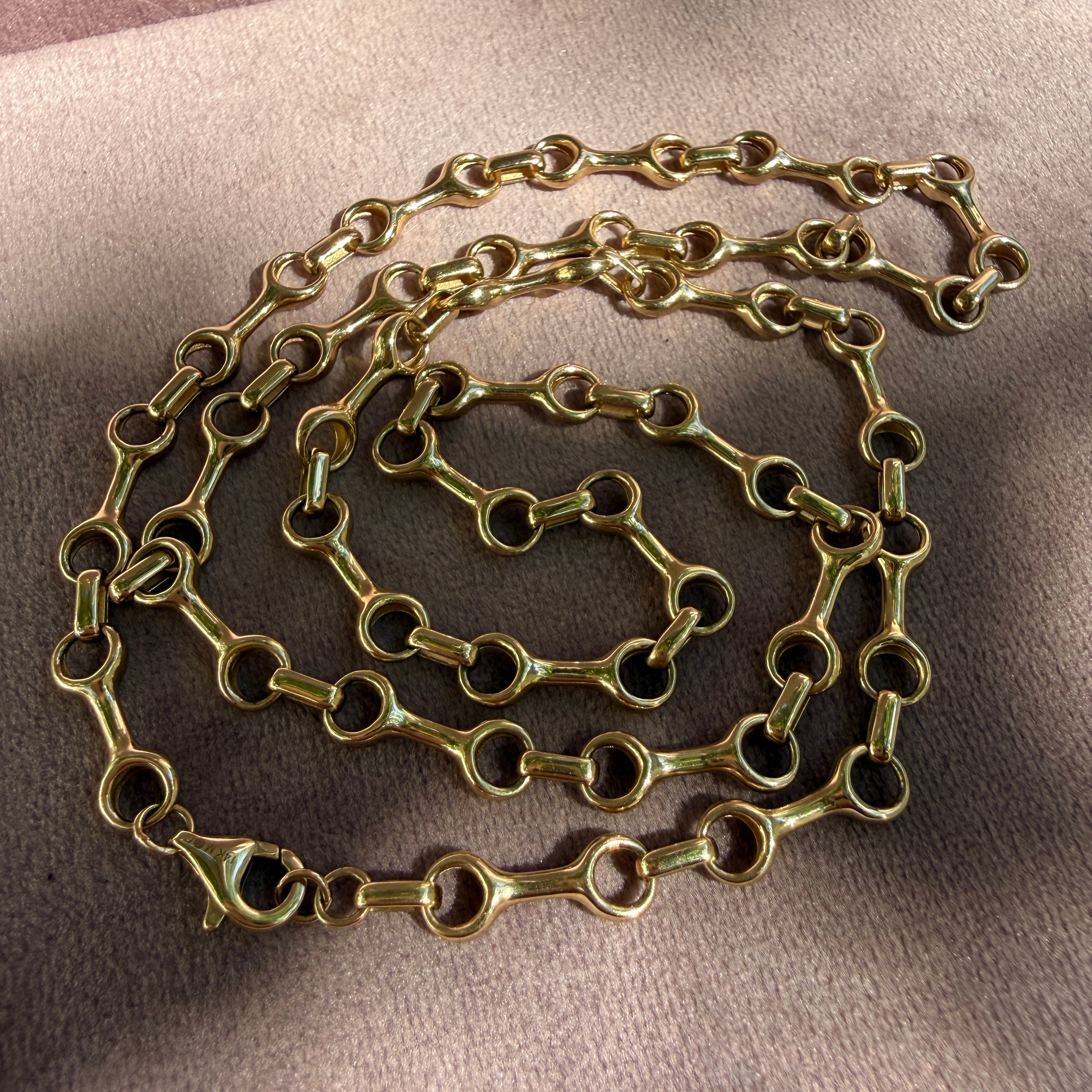 14k Yellow Gold Horsebit Chain Necklace