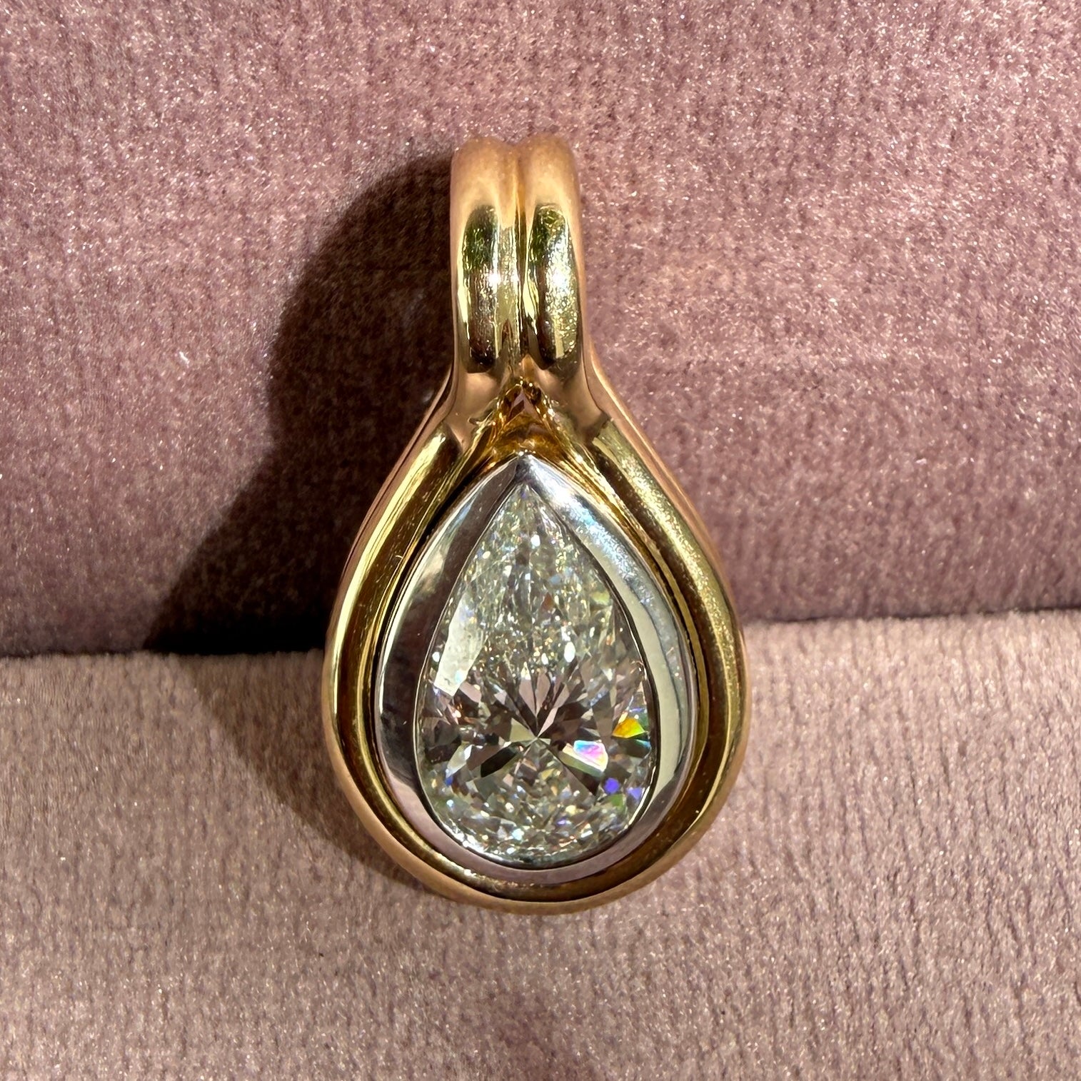 14k Two-Tone Gold Pear Diamond Charm