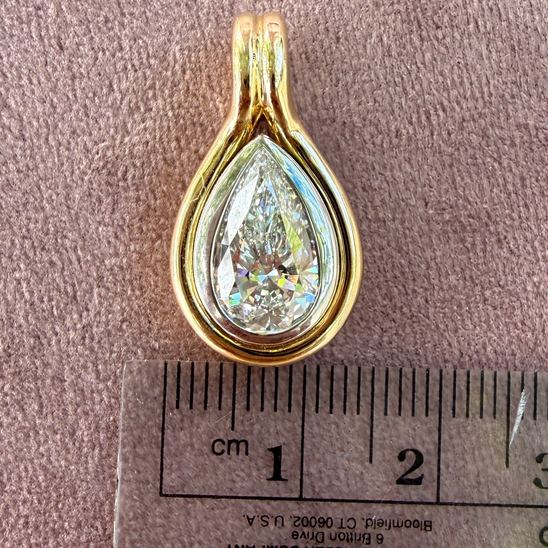 14k Two-Tone Gold Pear Diamond Charm