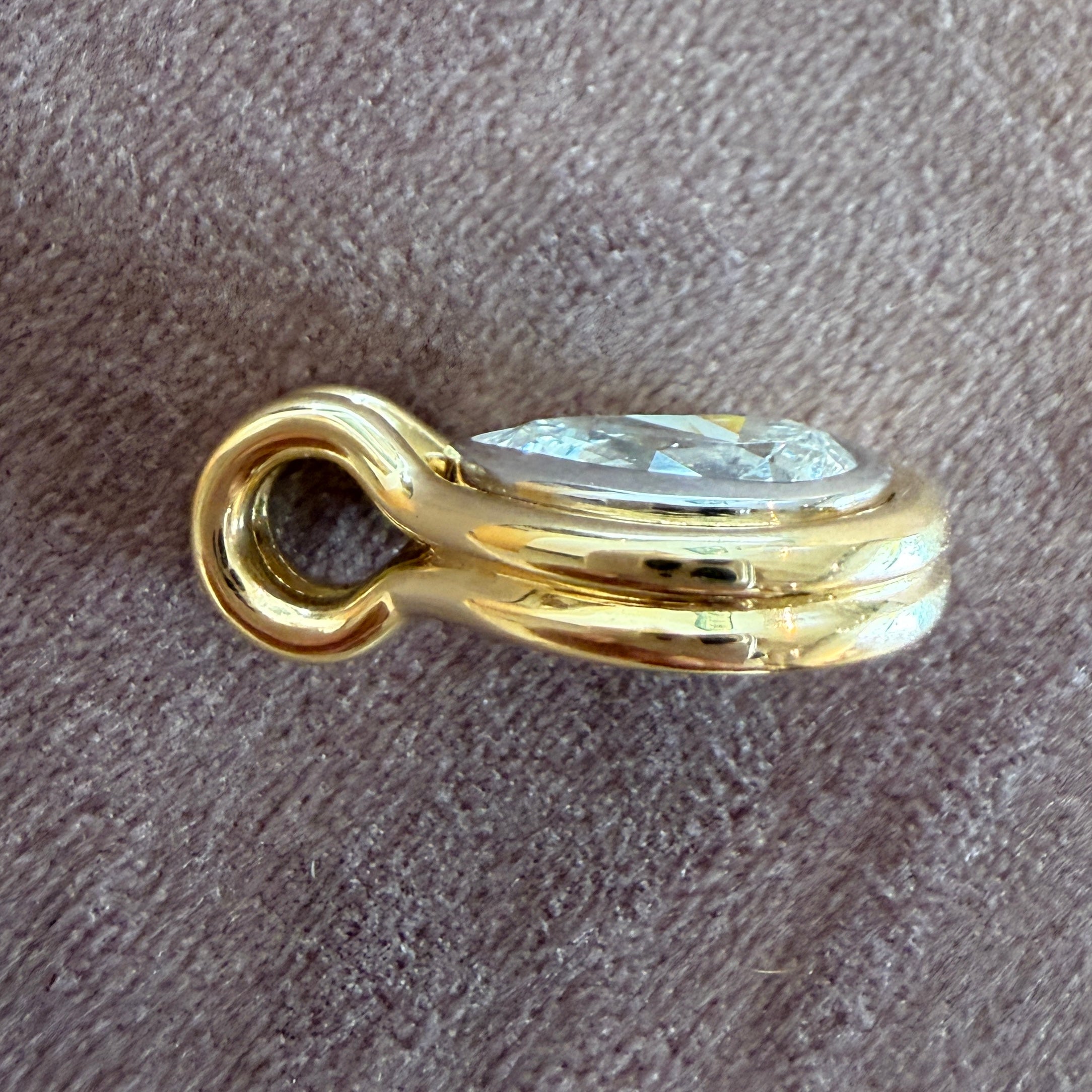 14k Two-Tone Gold Pear Diamond Charm