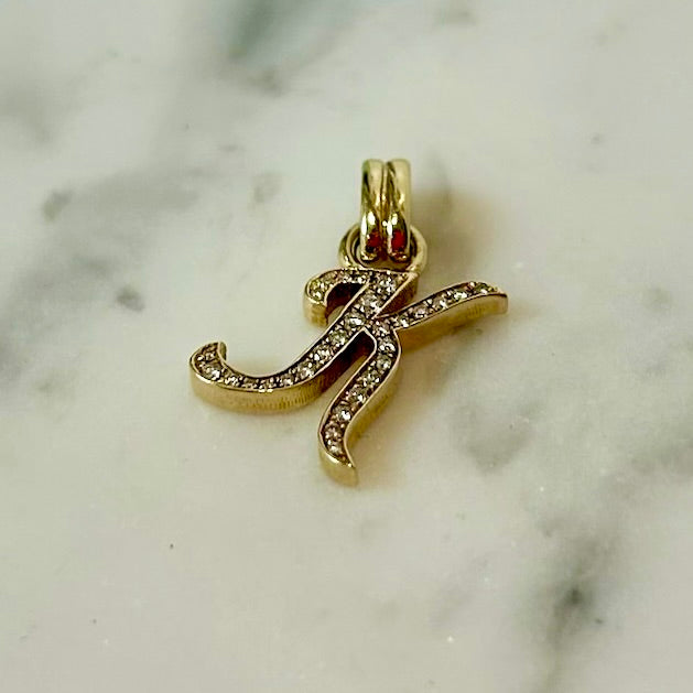 RENVI La Firma Diamond Initial "K" Charm in 14k Yellow Gold