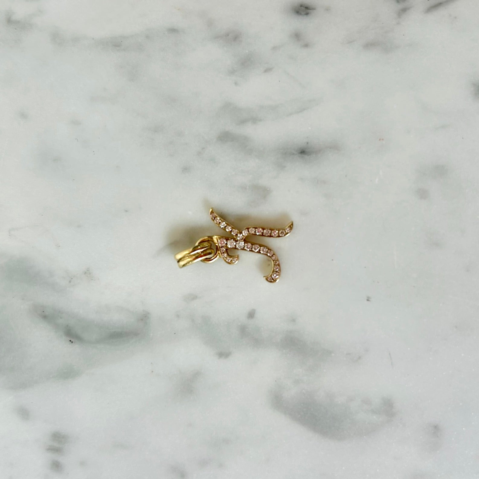 RENVI La Firma Diamond Initial "K" Charm in 14k Yellow Gold