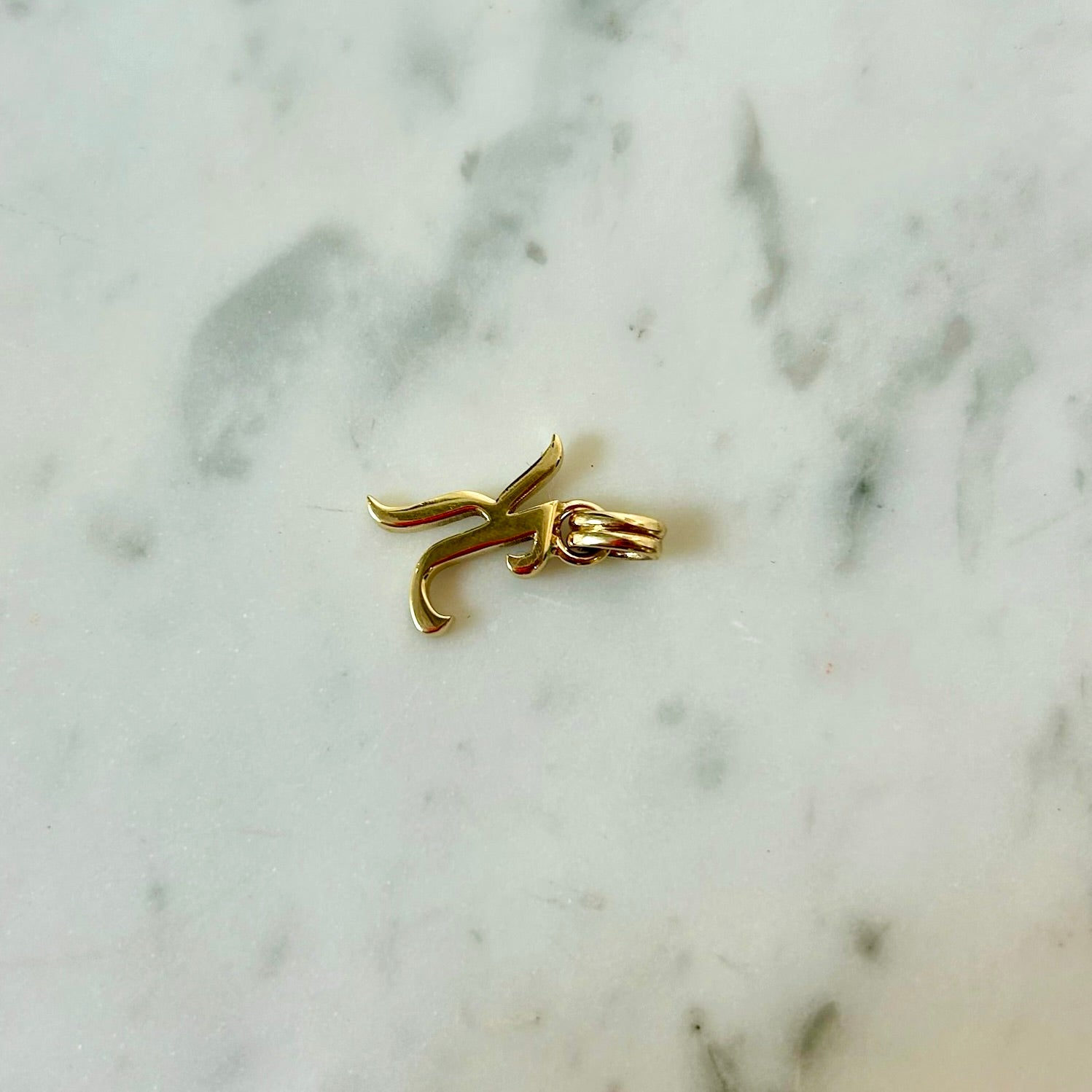 RENVI La Firma Diamond Initial "K" Charm in 14k Yellow Gold