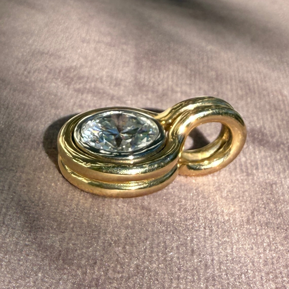 14k Two-Tone Gold Round Diamond Bezel Charm