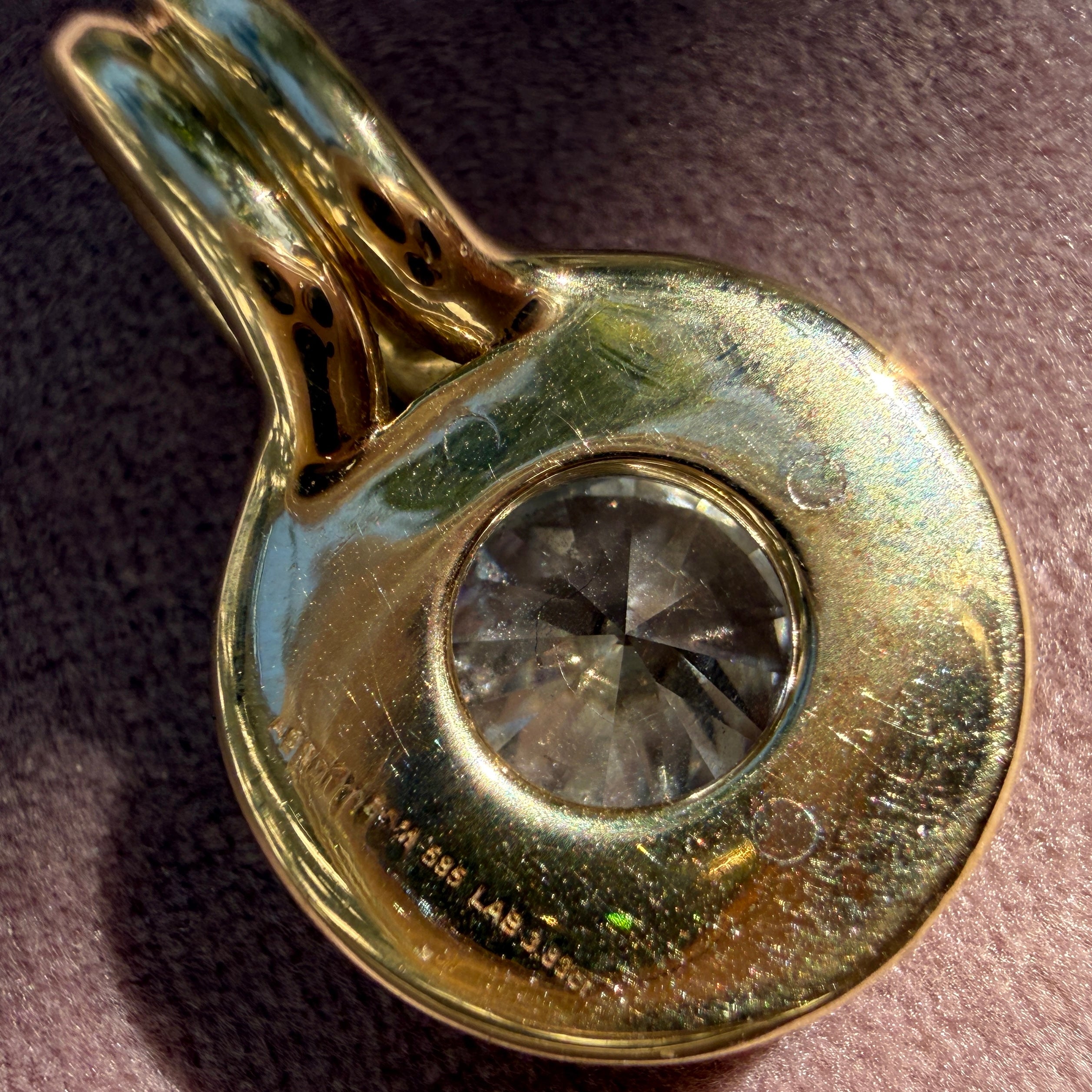 14k Two-Tone Gold Round Diamond Bezel Charm