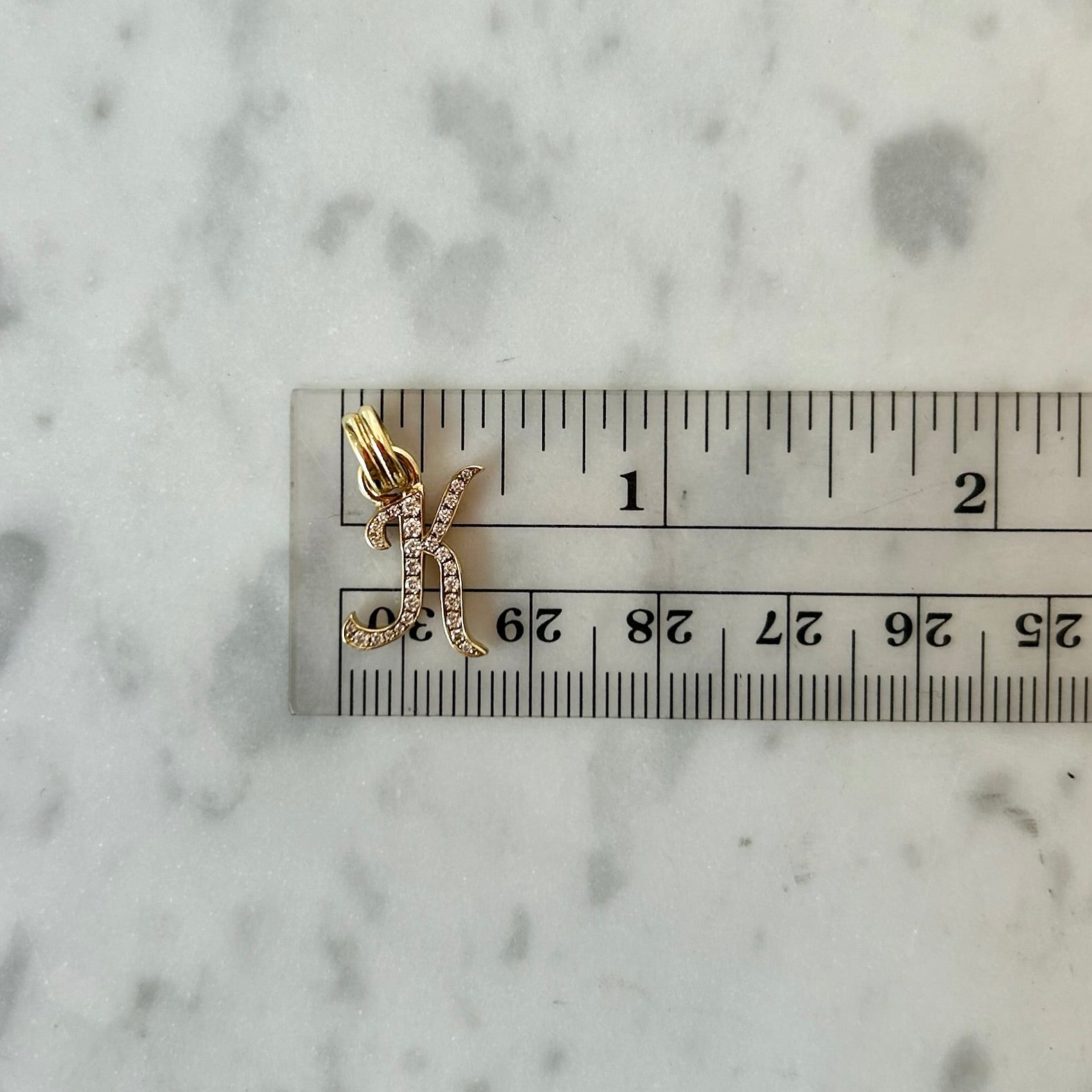 RENVI La Firma Diamond Initial "K" Charm in 14k Yellow Gold