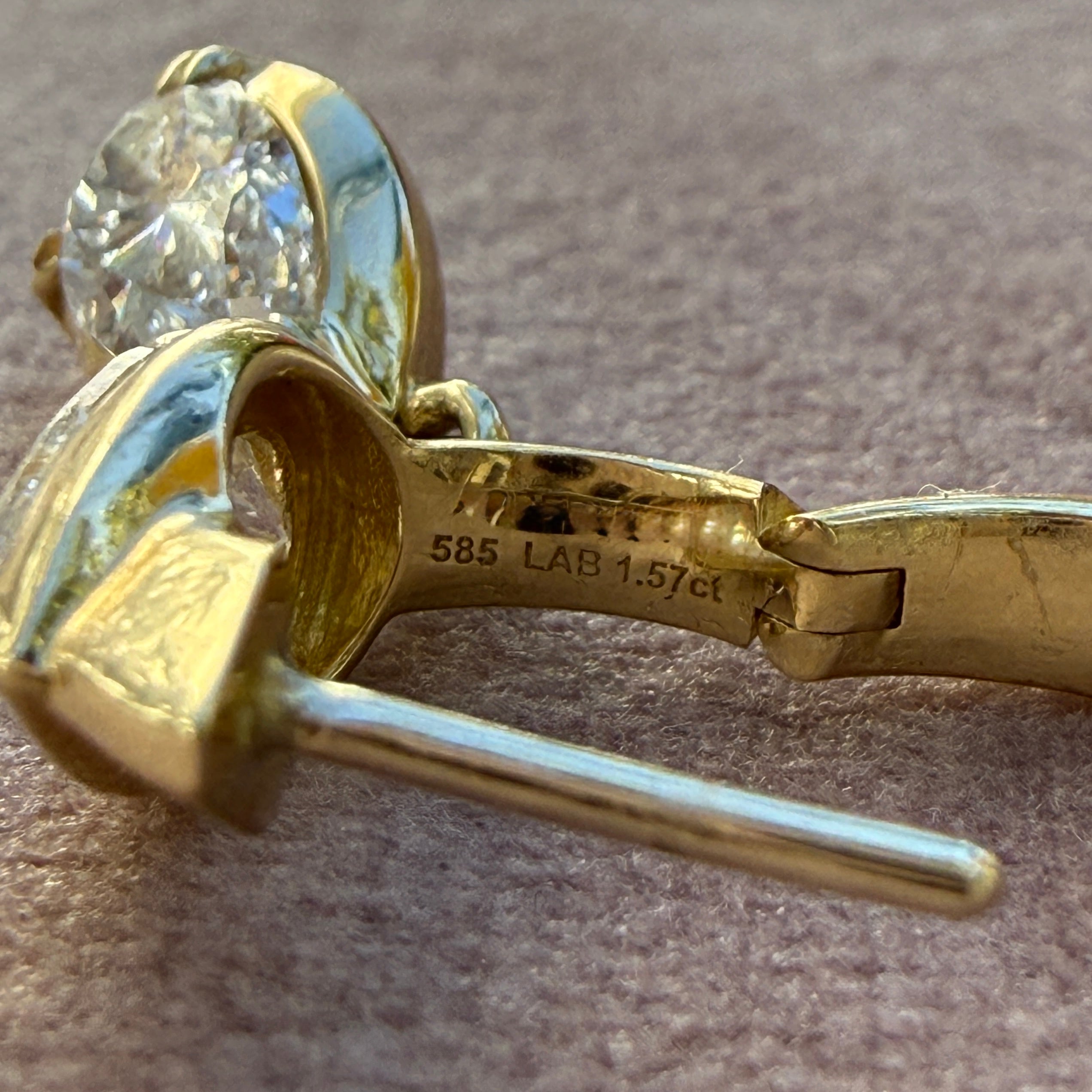 14k Yellow Gold Double Pear Diamond Drop Huggie Earrings