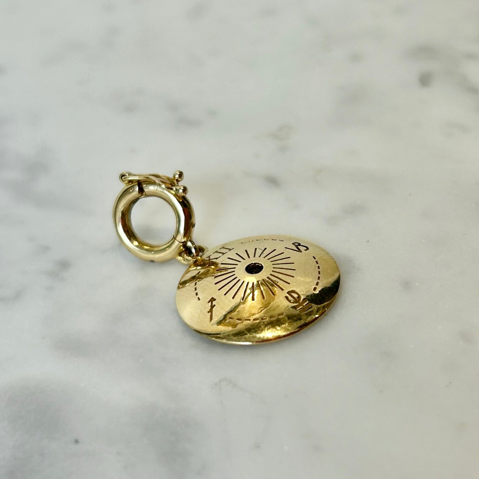 Harwell Godfrey Sapphire & Diamond Mini Sun Sign Medallion Charm in 18k Yellow Gold