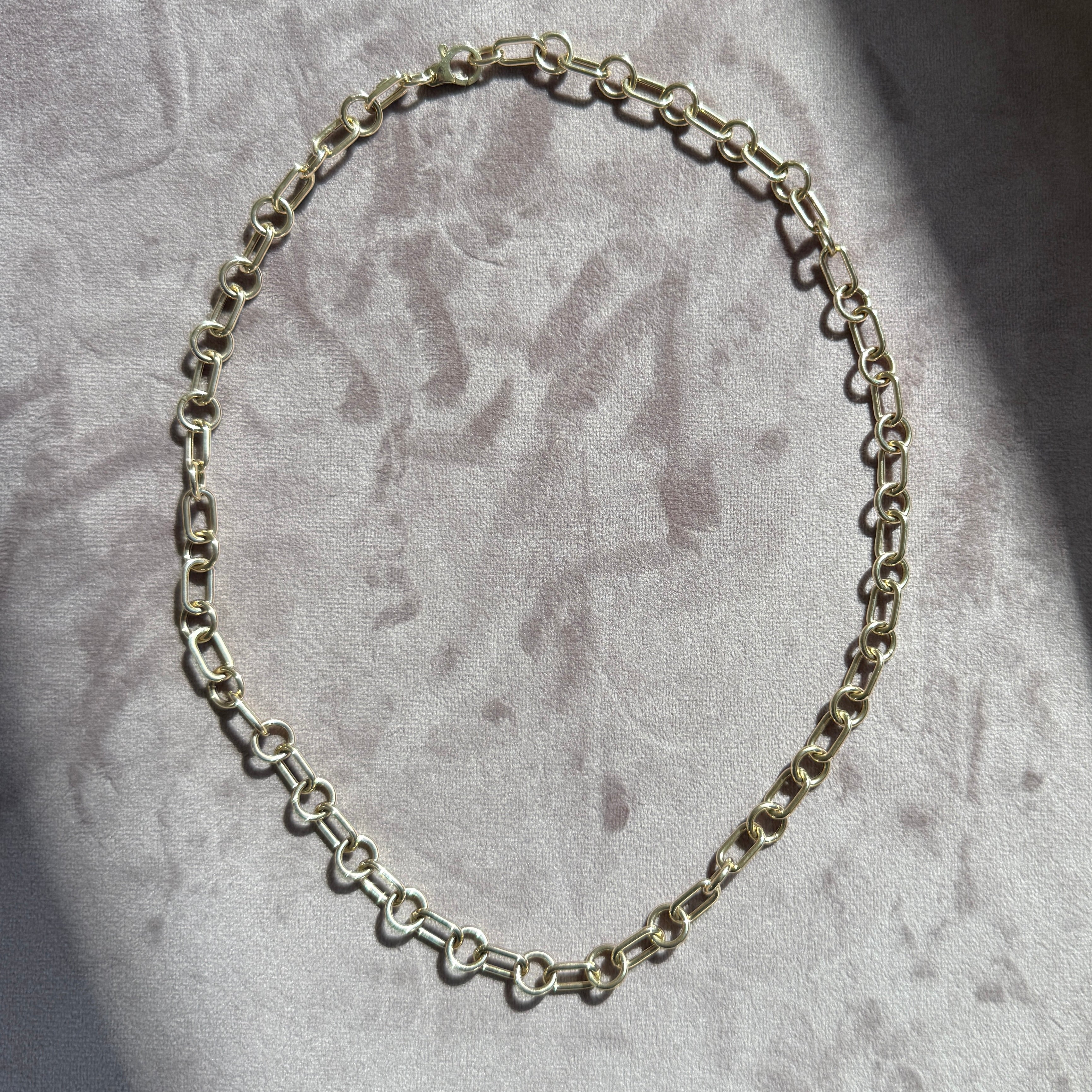 14k Yellow Gold Round & Oval Link Chain Necklace