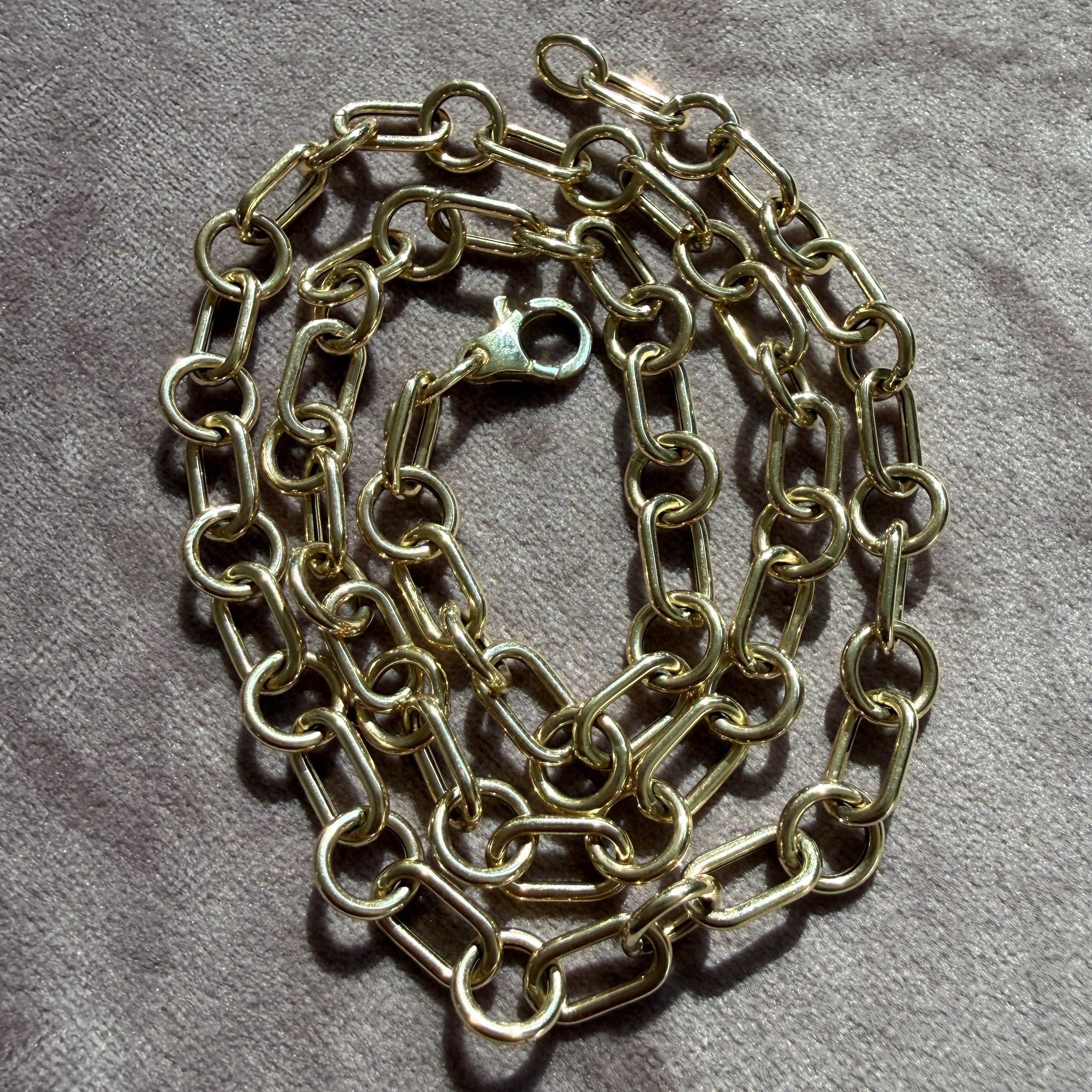14k Yellow Gold Round & Oval Link Chain Necklace