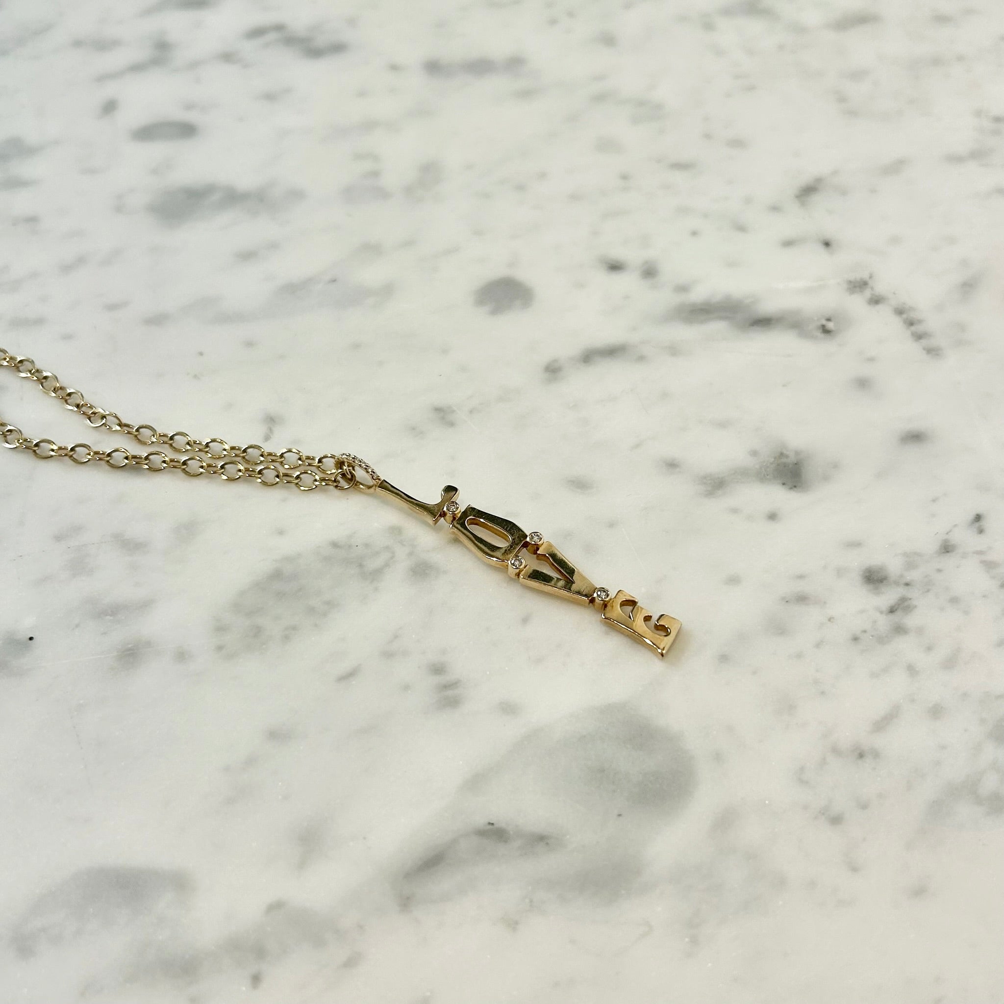 Marlo Laz Diamond "Love" Chain Necklace in 14k Yellow Gold