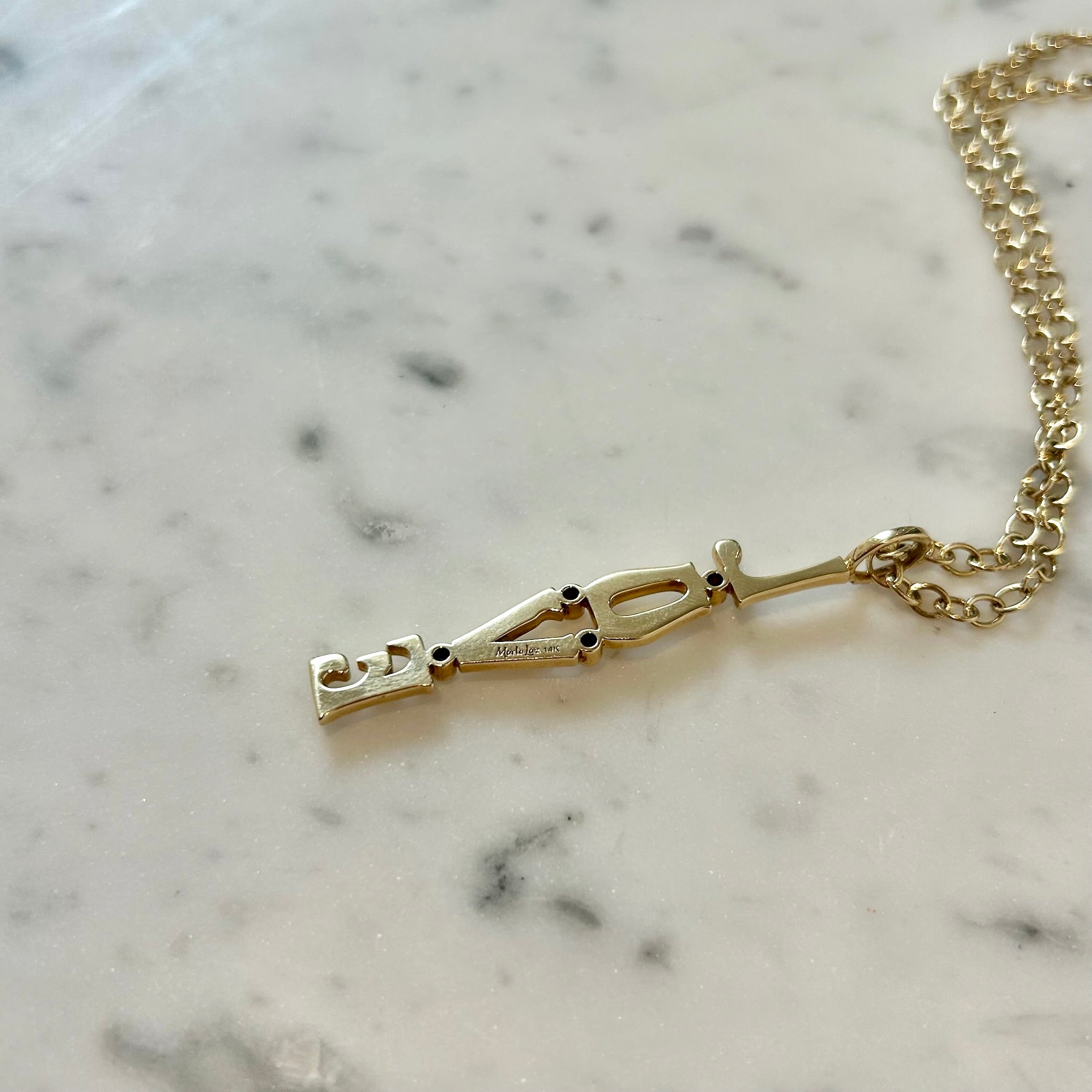Marlo Laz Diamond "Love" Chain Necklace in 14k Yellow Gold