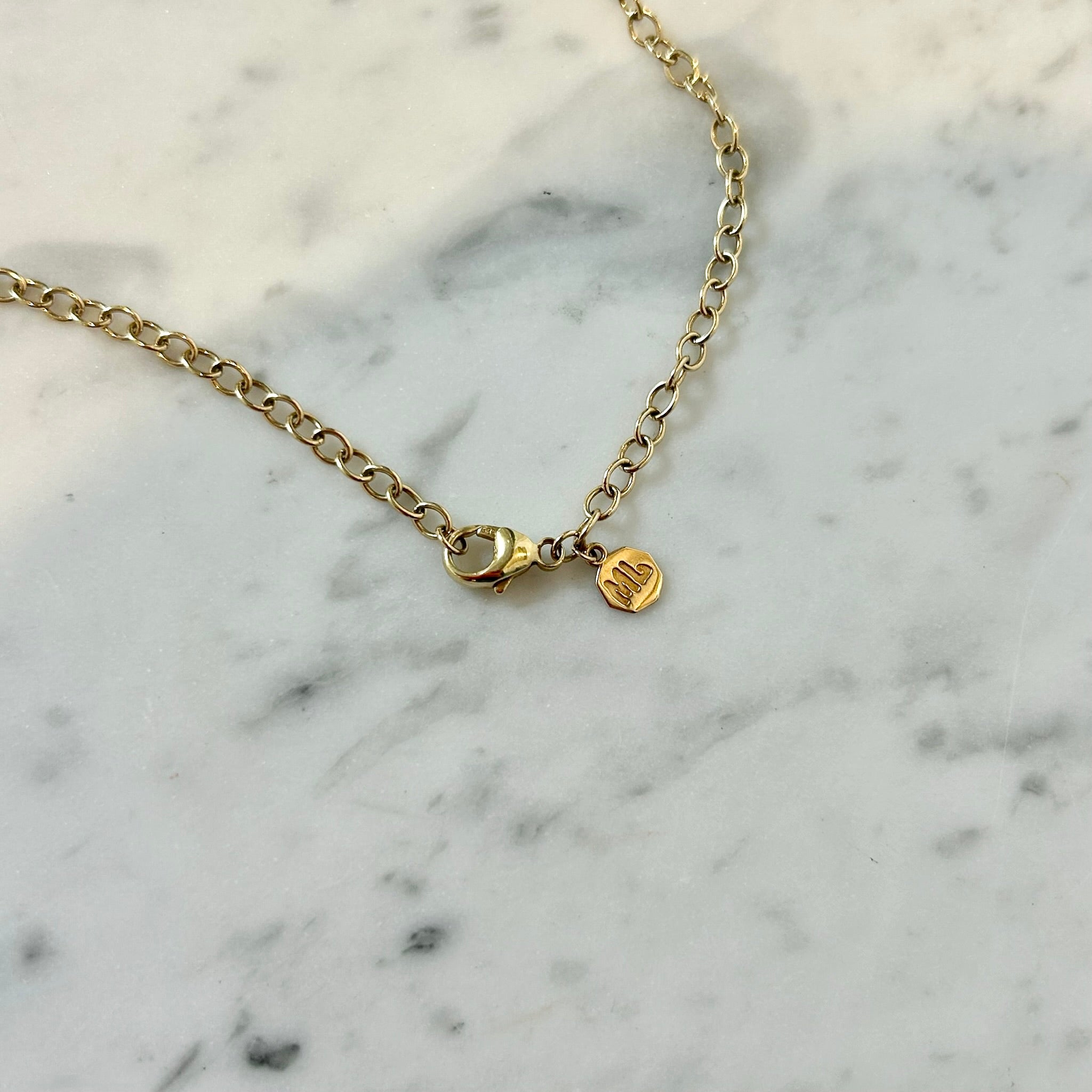 Marlo Laz Diamond "Love" Chain Necklace in 14k Yellow Gold
