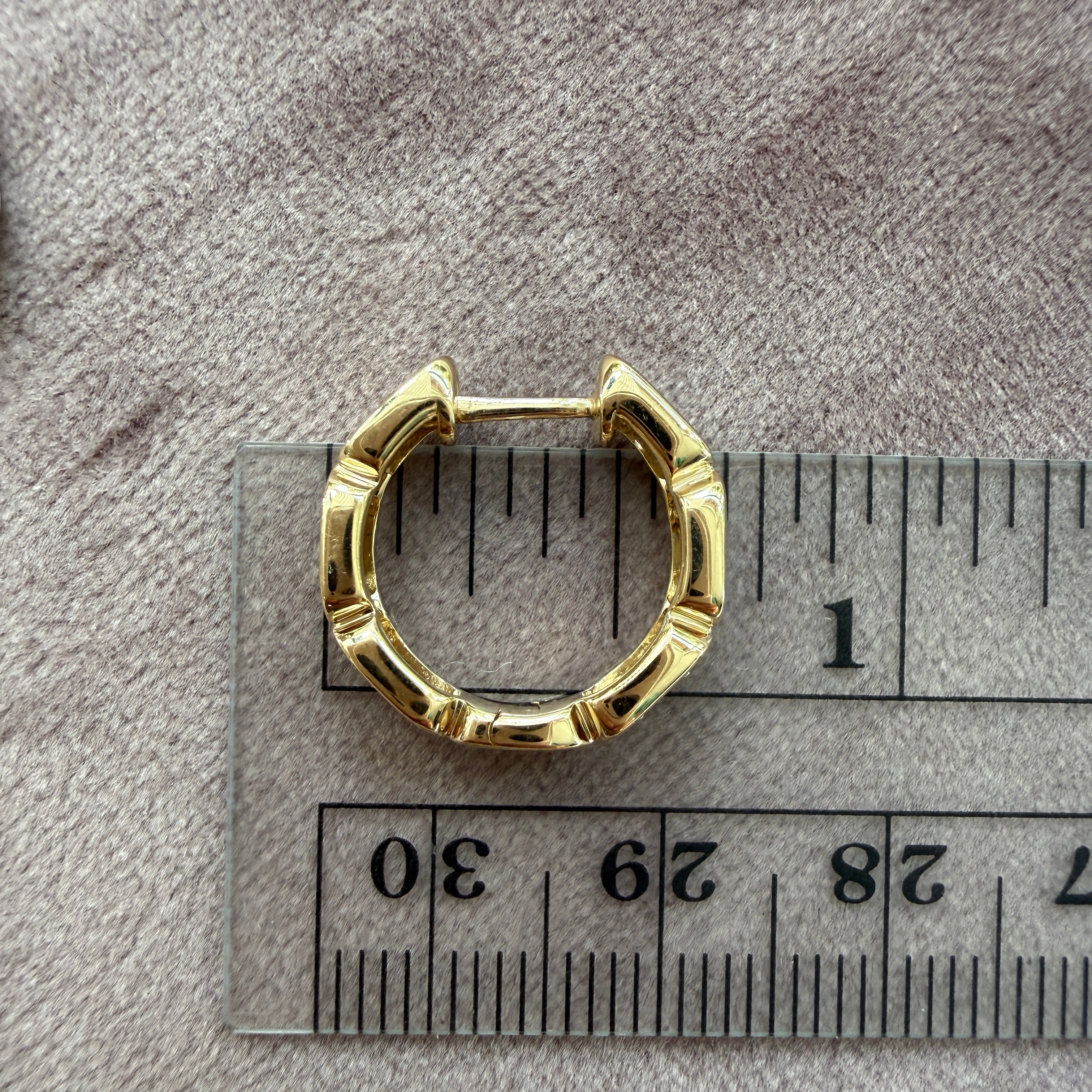 14k Yellow Gold Baguette & Round Diamond Link Hoop Earrings