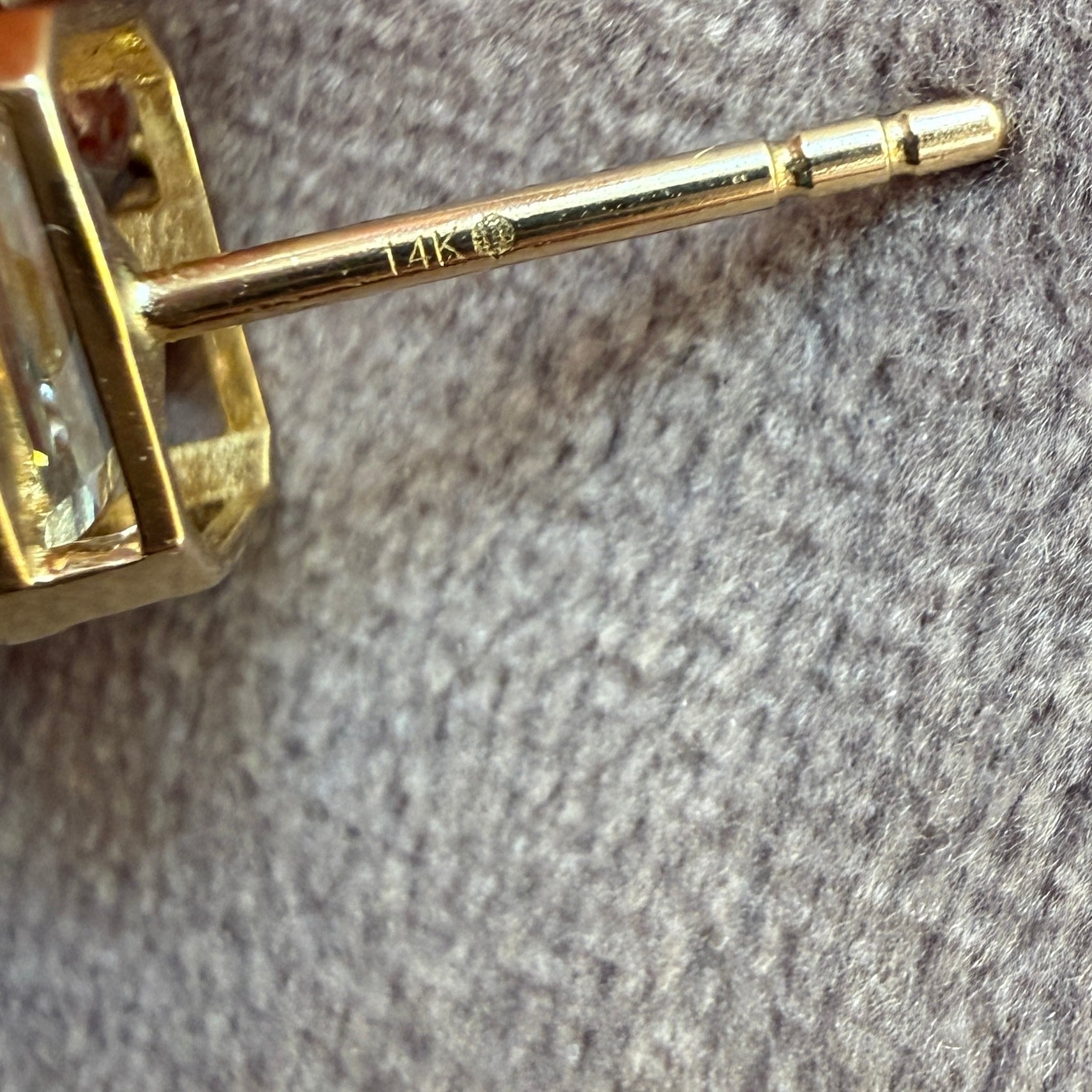 14k Yellow Gold Emerald Cut Diamond Dangle Studs