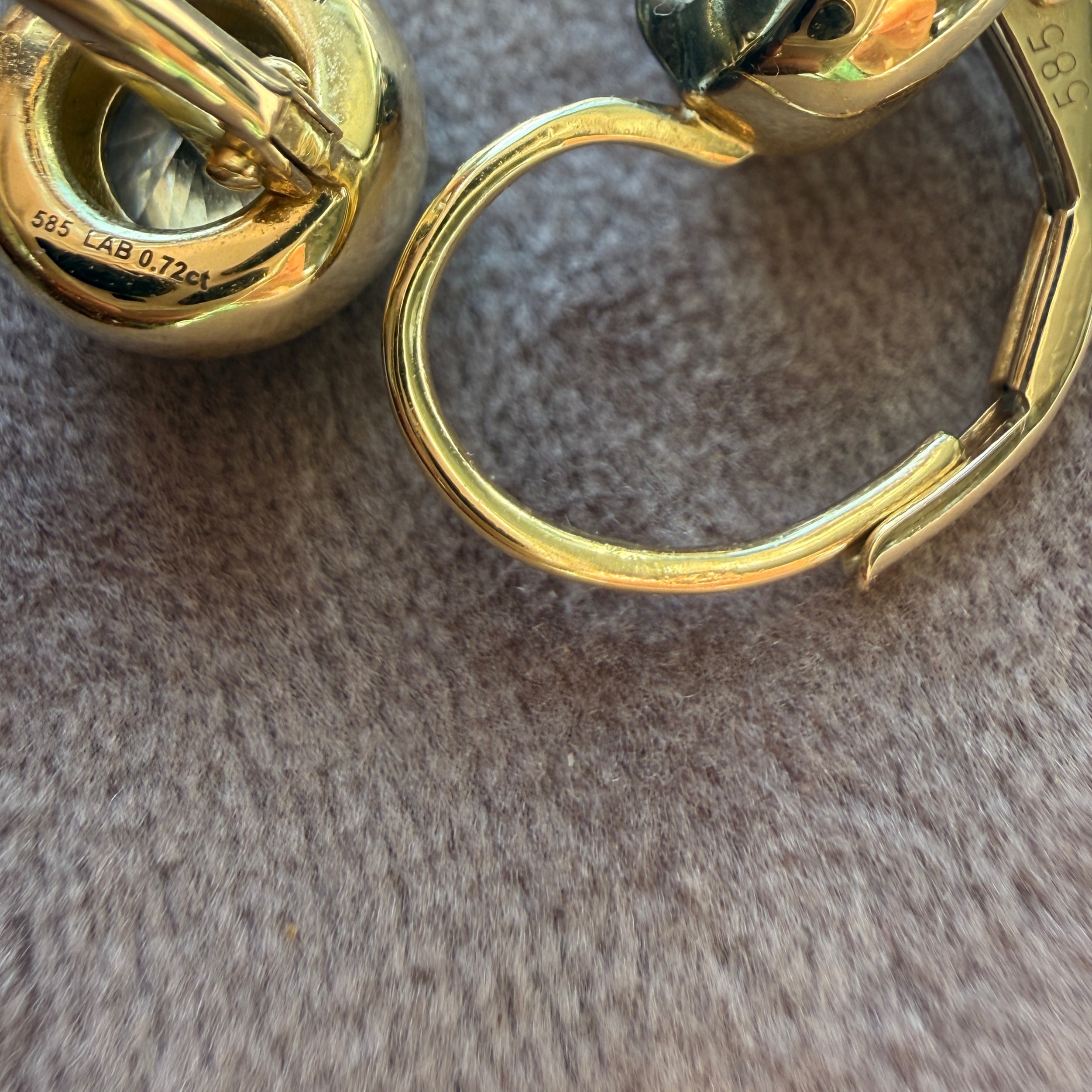 14k Yellow Gold Round Diamond Black Rhodium Wire Earrings