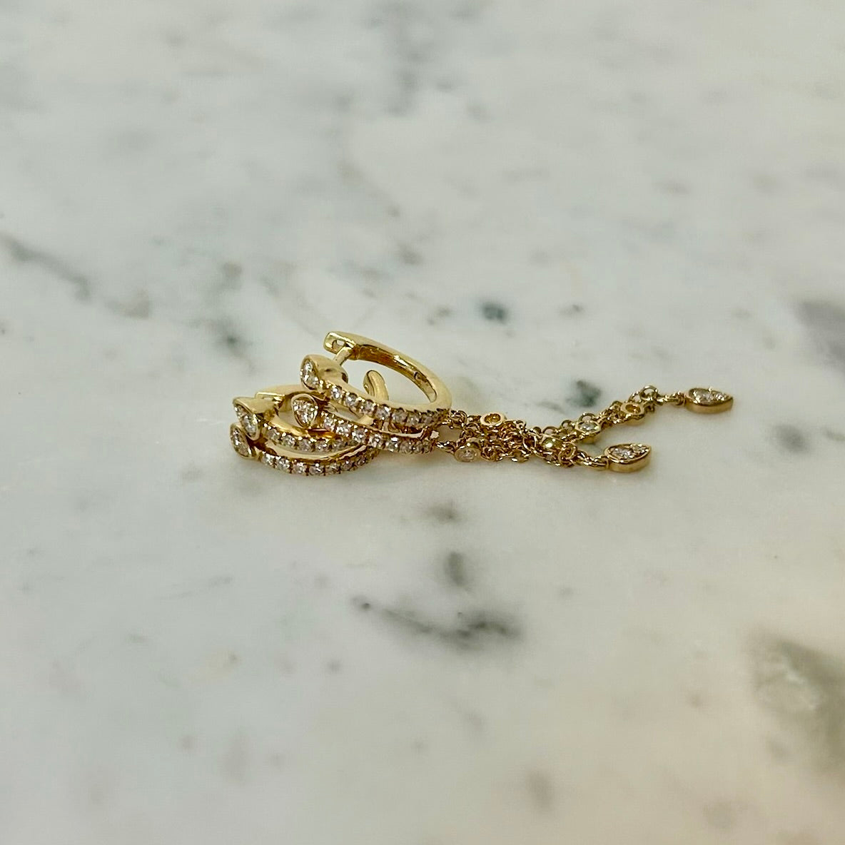 SHAY Diamond Double Fringe Pear Huggies in 18k Gold