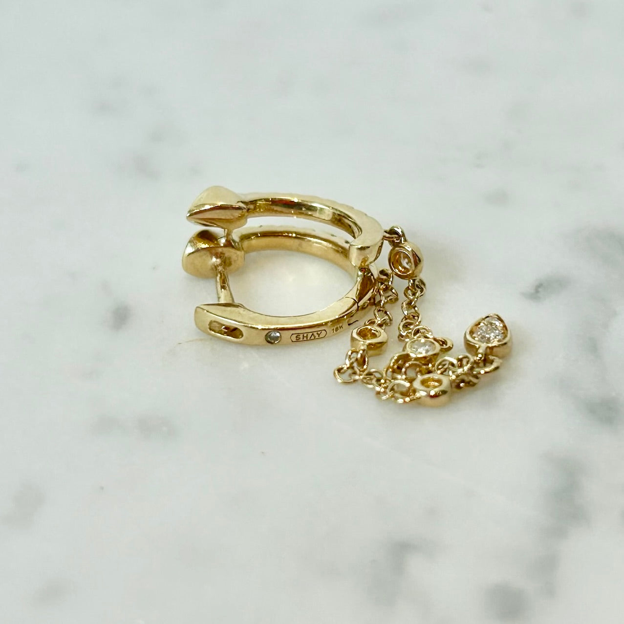 SHAY Diamond Double Fringe Pear Huggies in 18k Gold