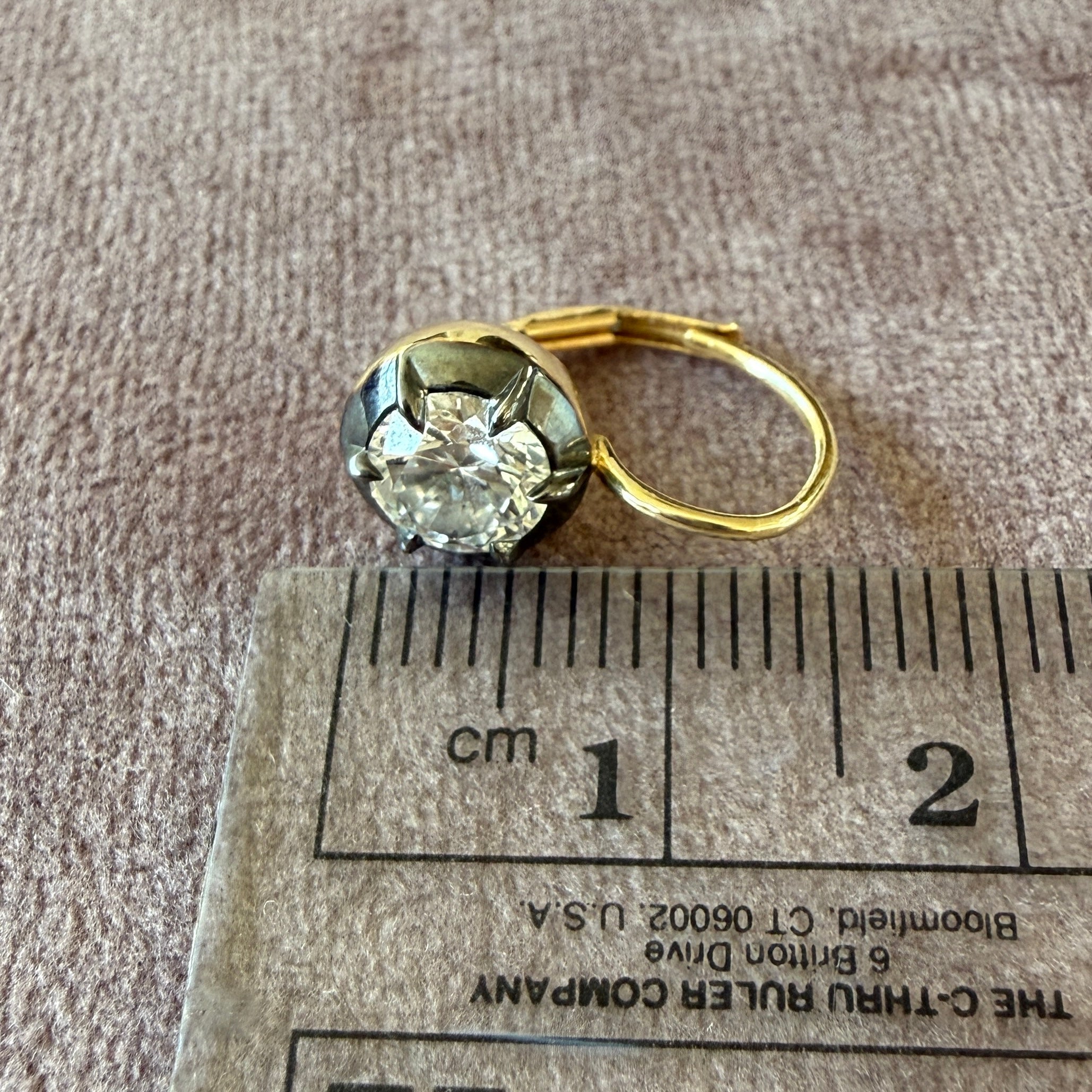 14k Yellow Gold Round Diamond Black Rhodium Wire Earrings