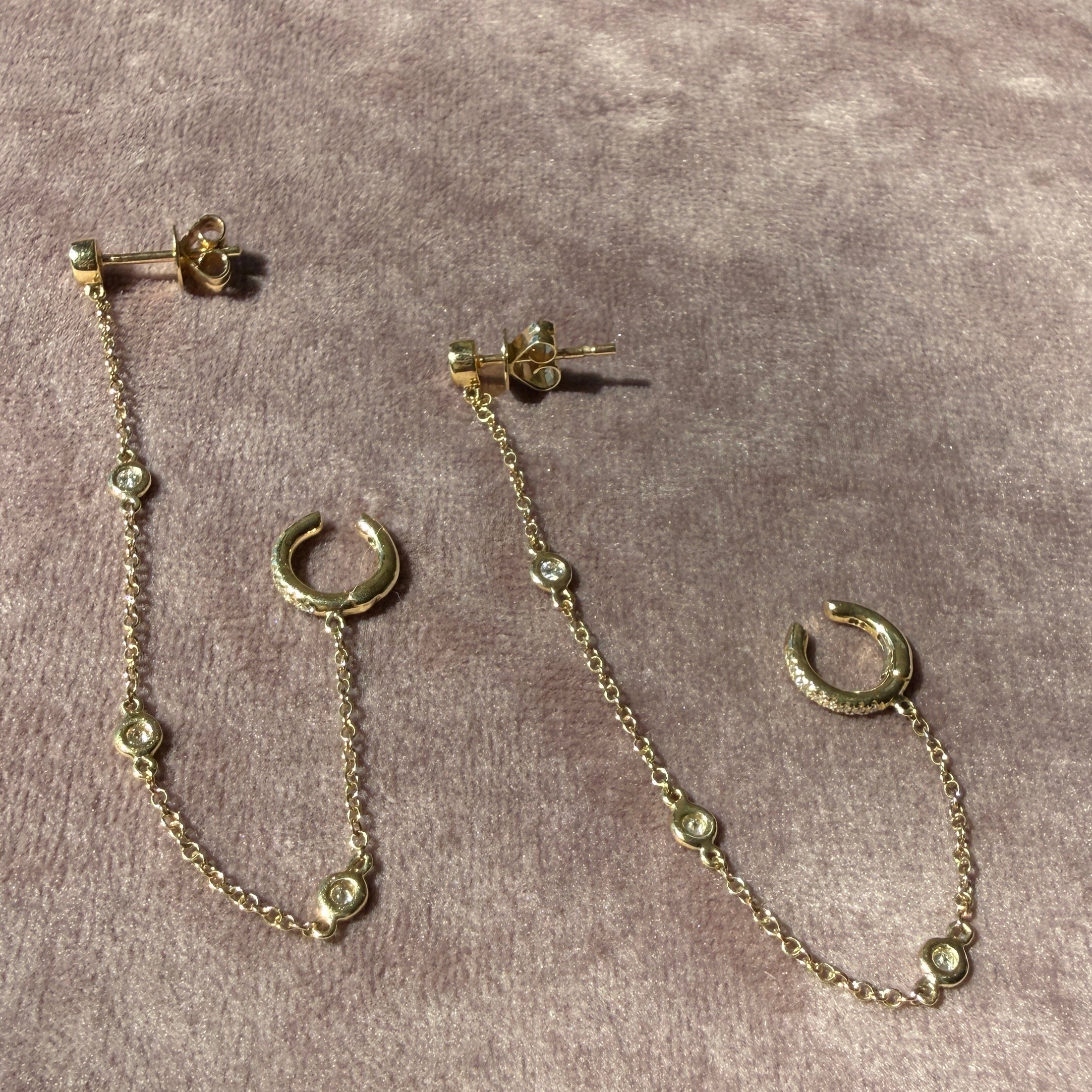14k Yellow Gold Diamonds By The Yard Cuff Studs
