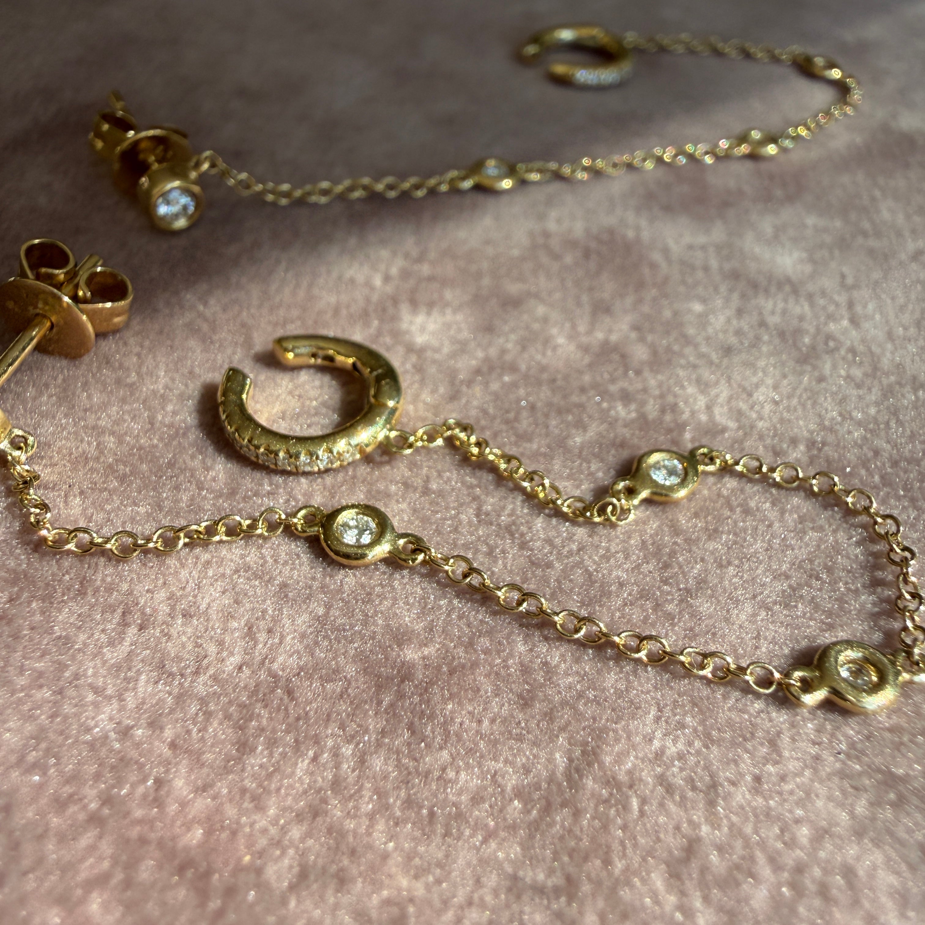 14k Yellow Gold Diamonds By The Yard Cuff Studs