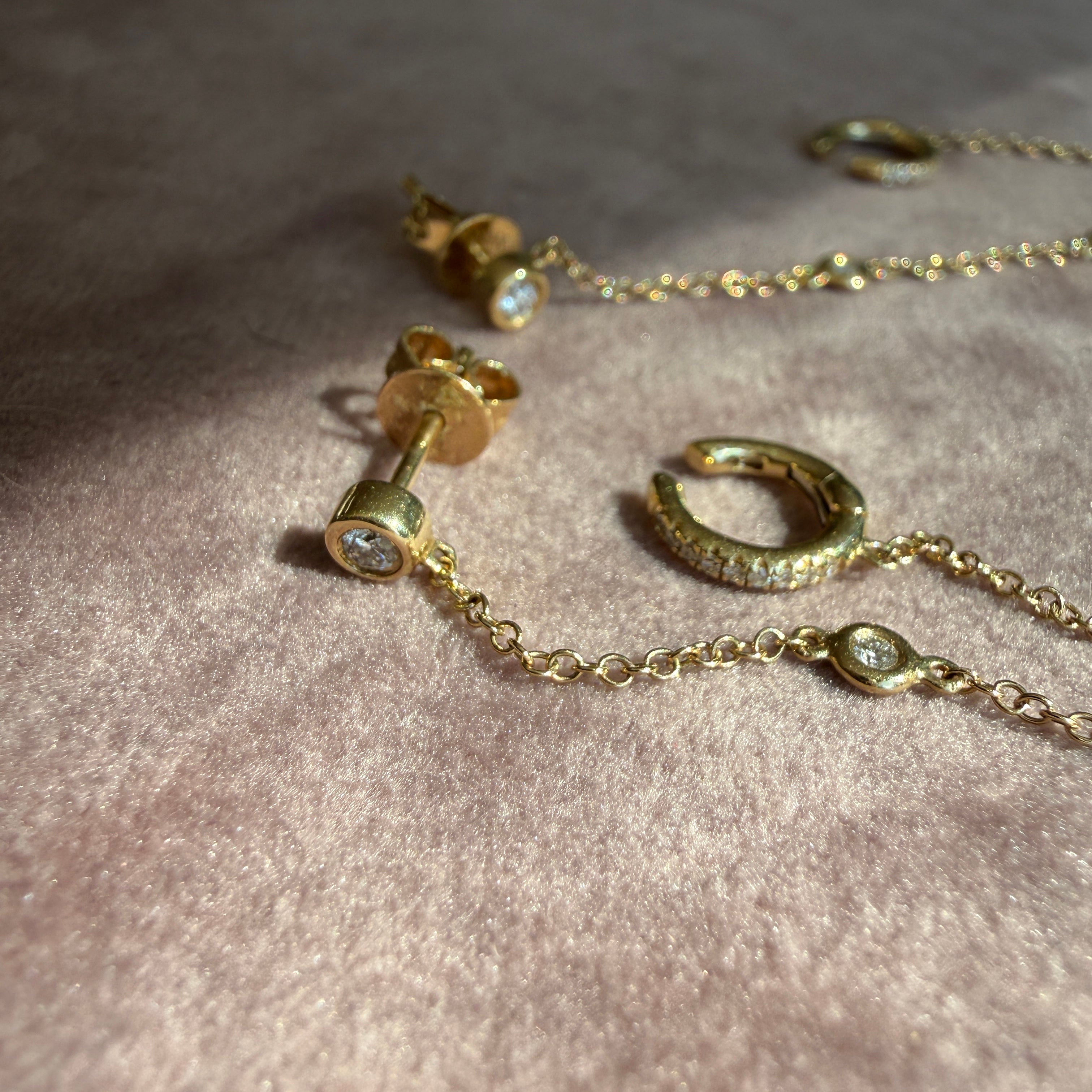 14k Yellow Gold Diamonds By The Yard Cuff Studs