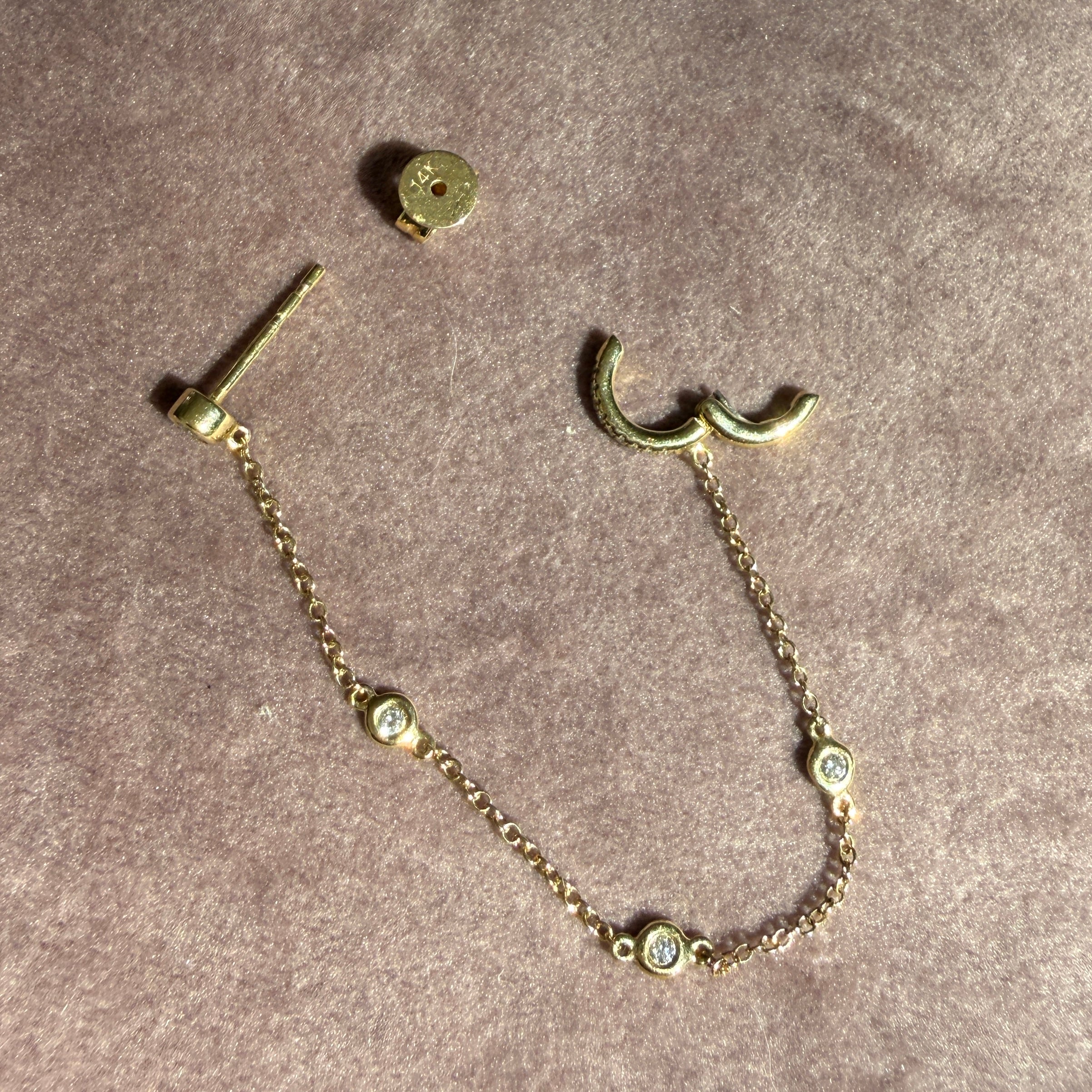 14k Yellow Gold Diamonds By The Yard Cuff Studs