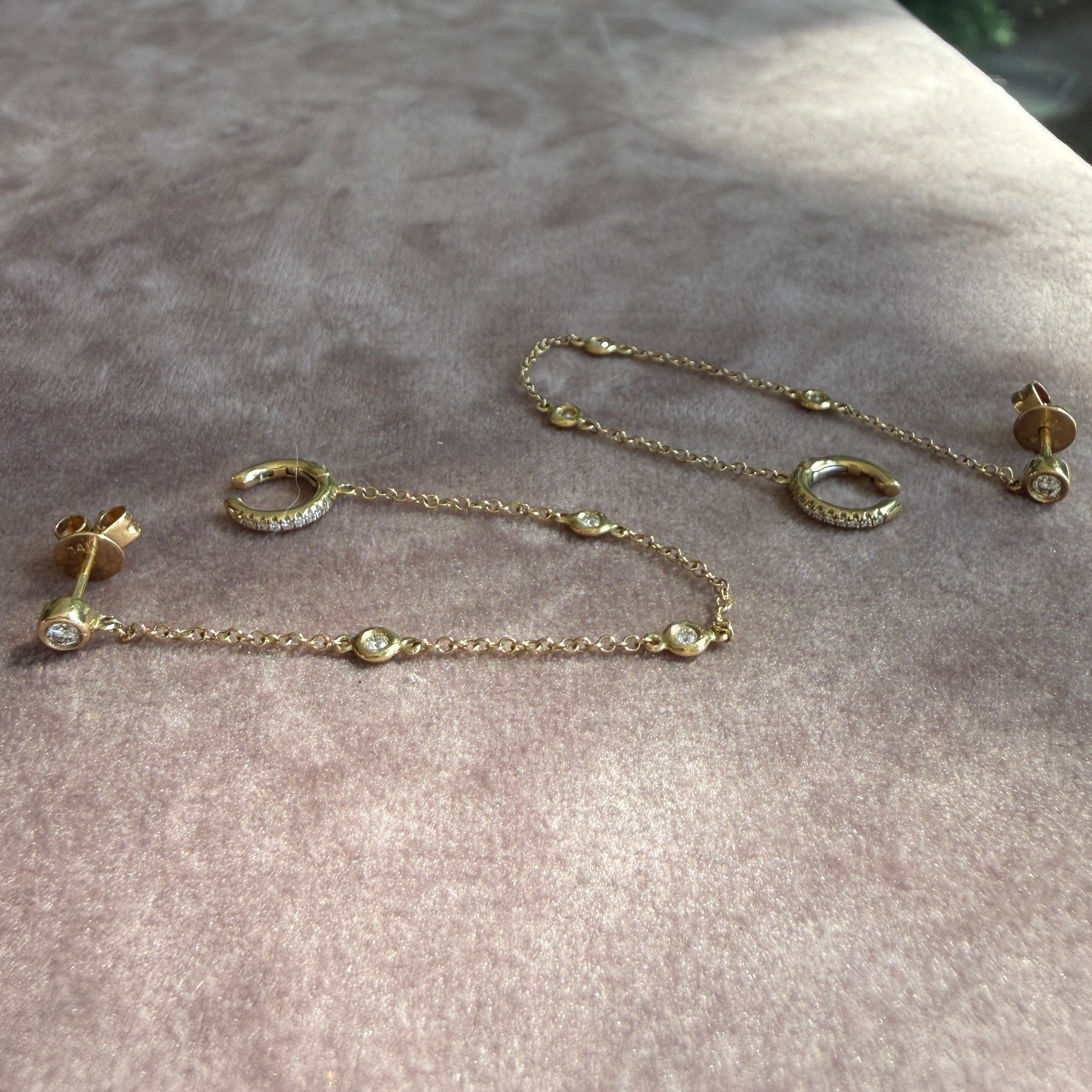 14k Yellow Gold Diamonds By The Yard Cuff Studs
