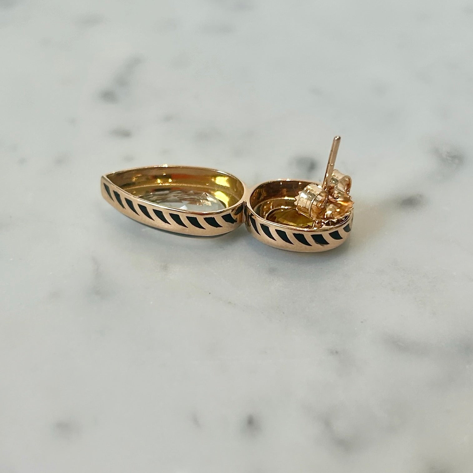 Dezso Citrine & White Sapphire Deco Earrings in 18k Rose Gold