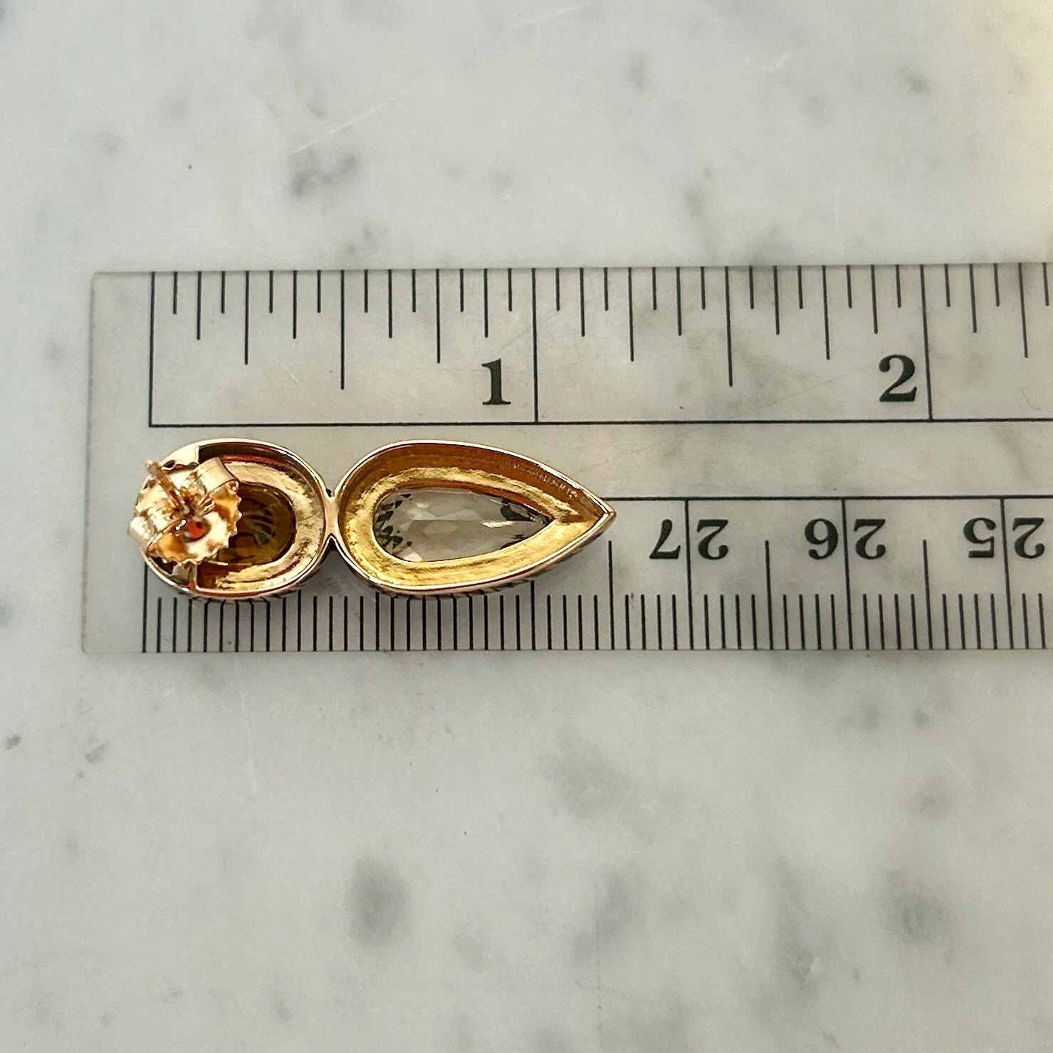 Dezso Citrine & White Sapphire Deco Earrings in 18k Rose Gold