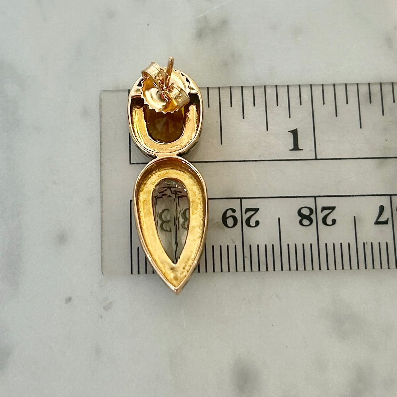 Dezso Citrine & White Sapphire Deco Earrings in 18k Rose Gold