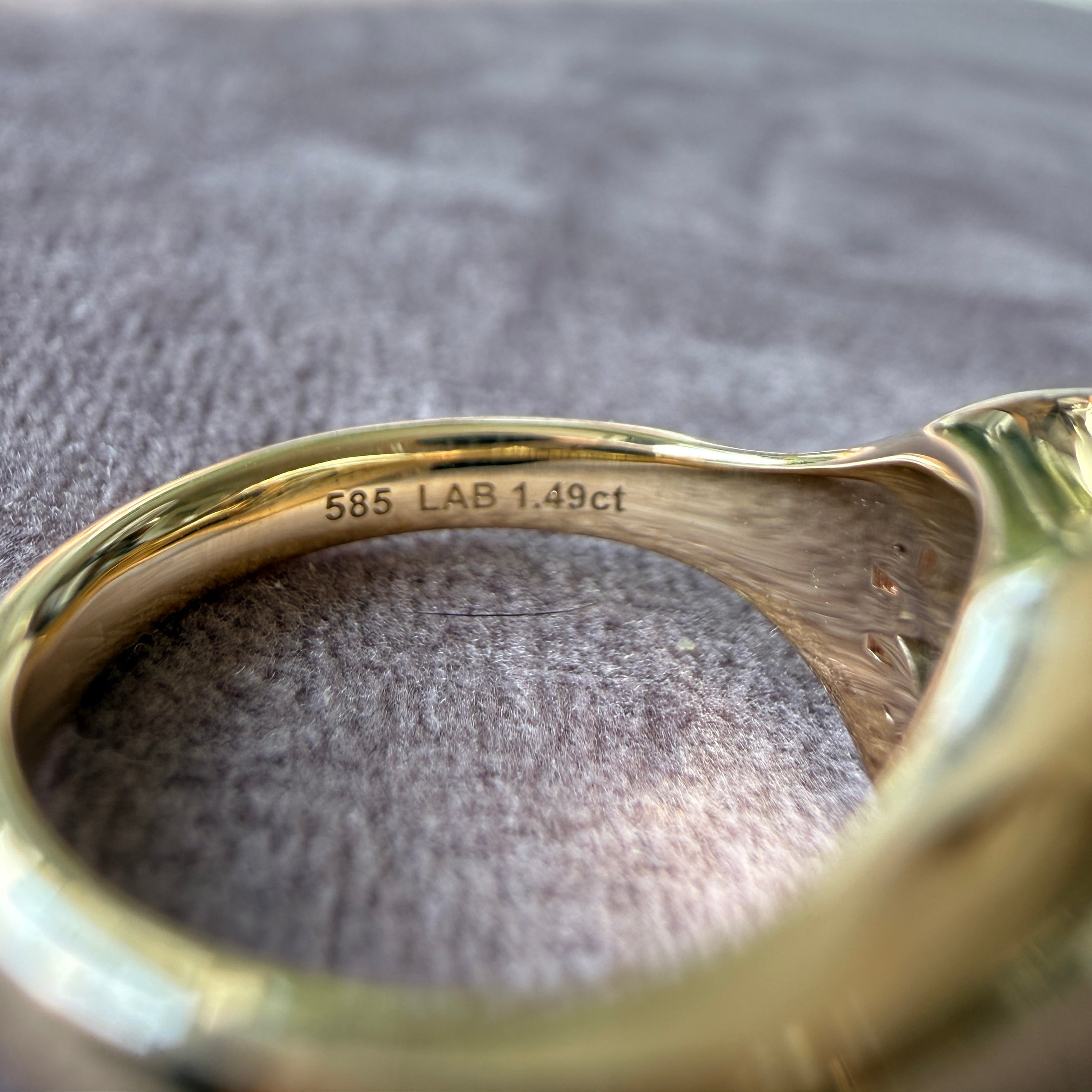 14k Yellow Gold Emerald Cut Diamond Pinkie Ring