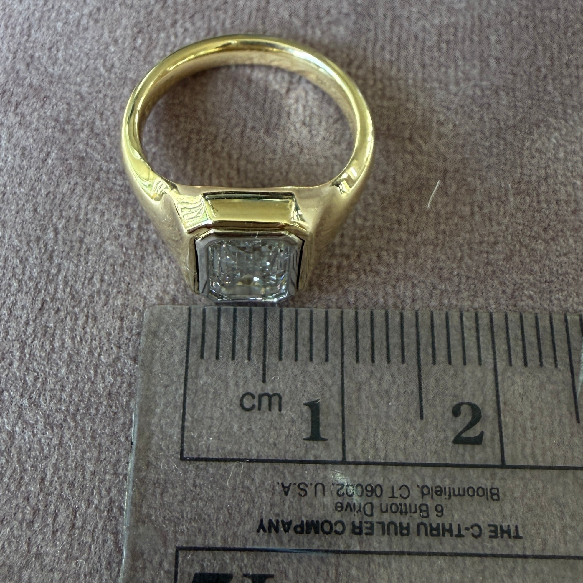 14k Yellow Gold Emerald Cut Diamond Pinkie Ring
