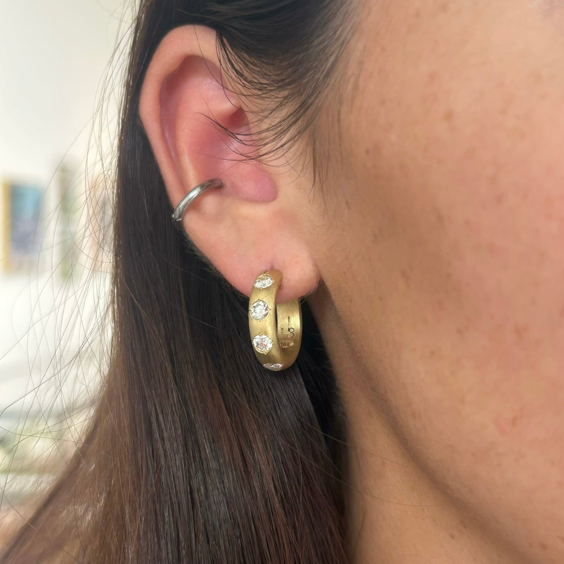 Jenna Blake Diamond Gypsy Hoops in 18k Yellow Gold