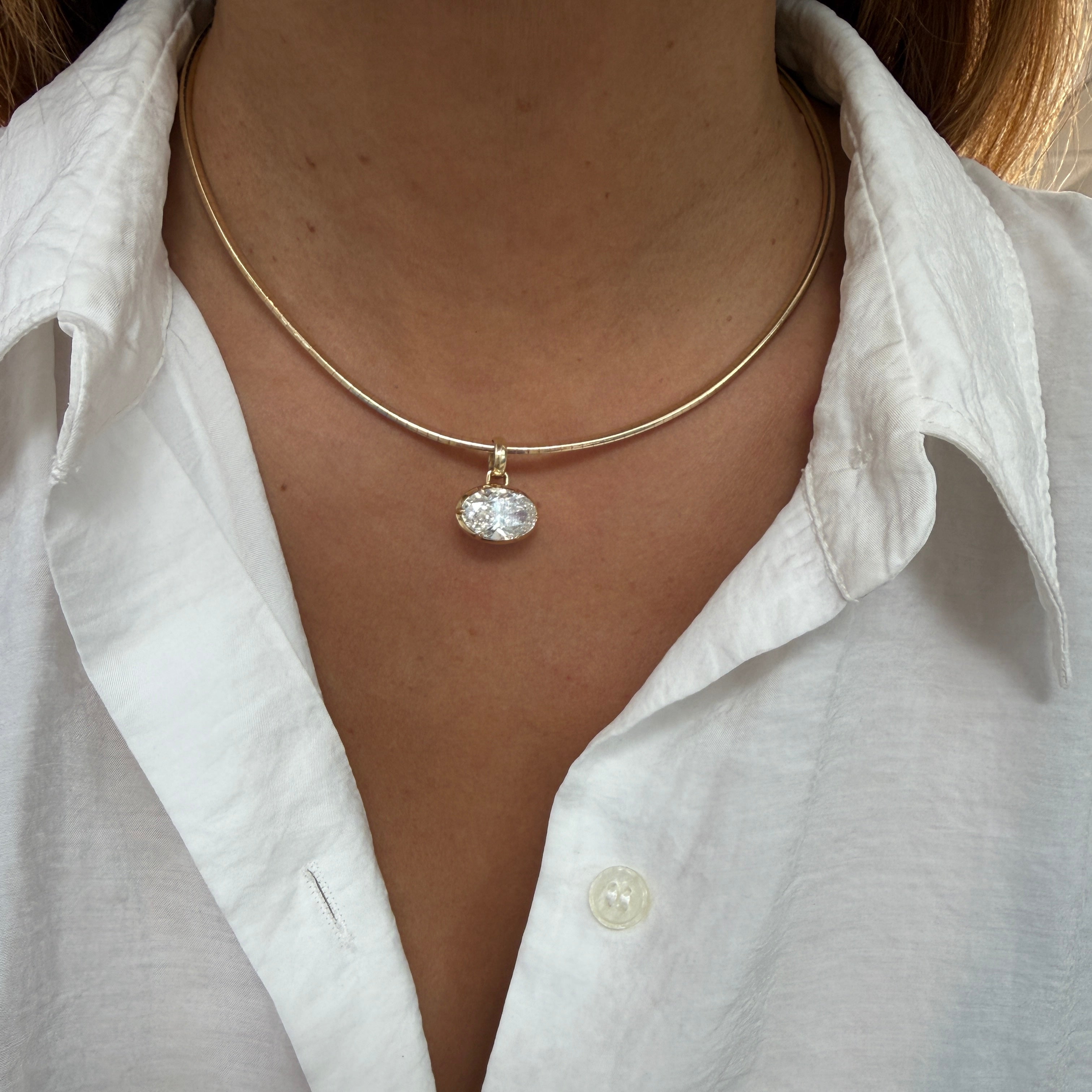 14k Yellow gold Oval Cut Diamond Charm