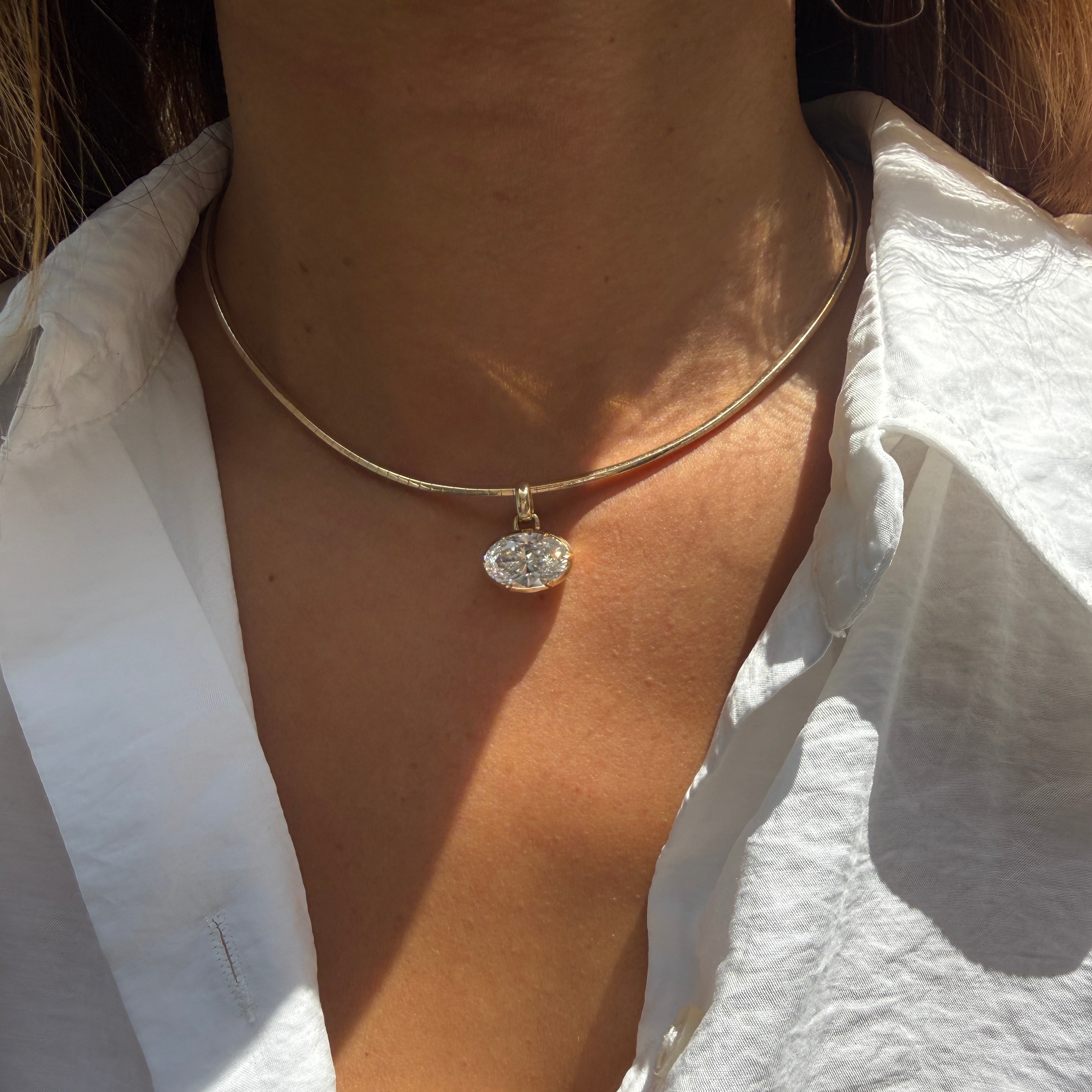 14k Yellow gold Oval Cut Diamond Charm