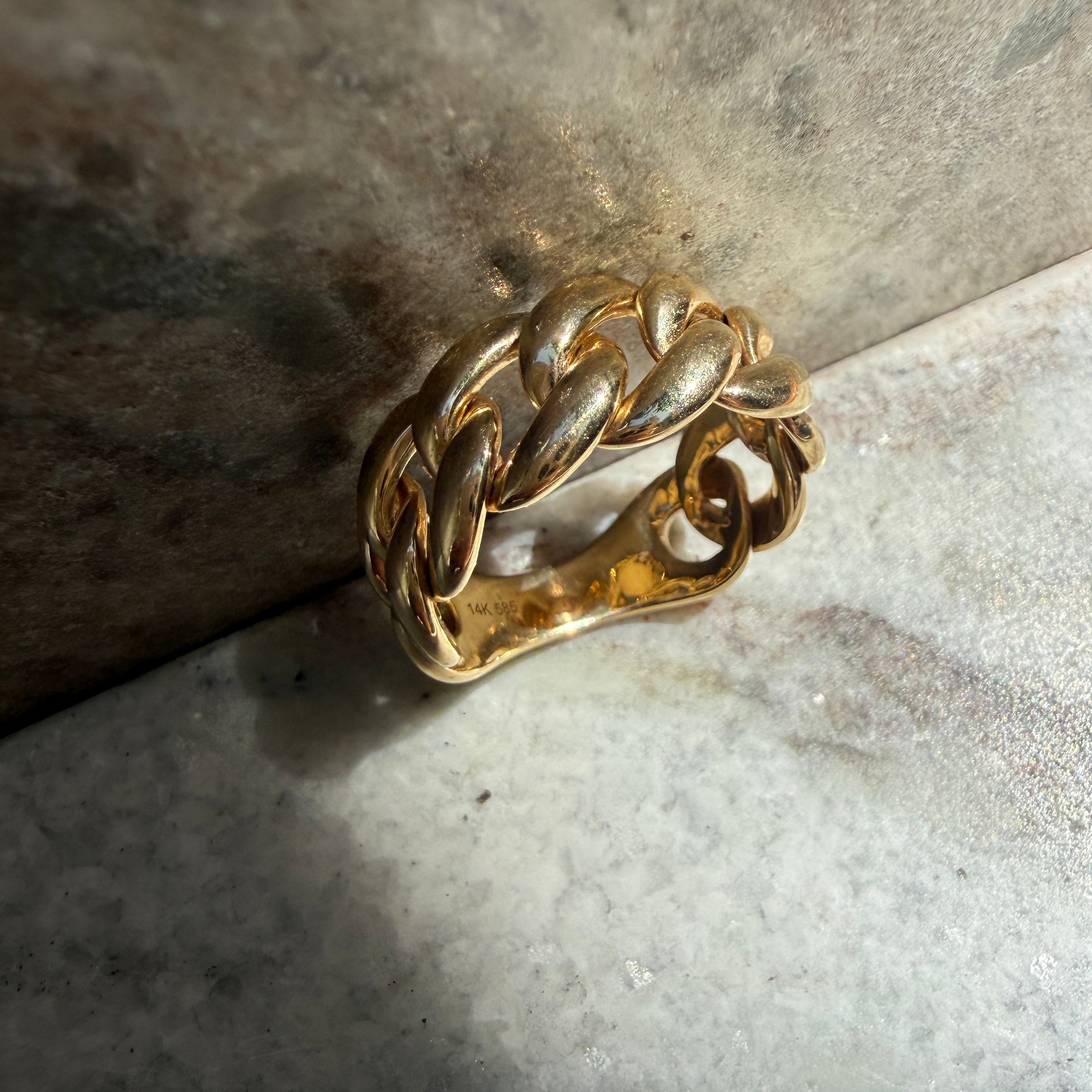 14k Yellow Gold Cuban Link Ring