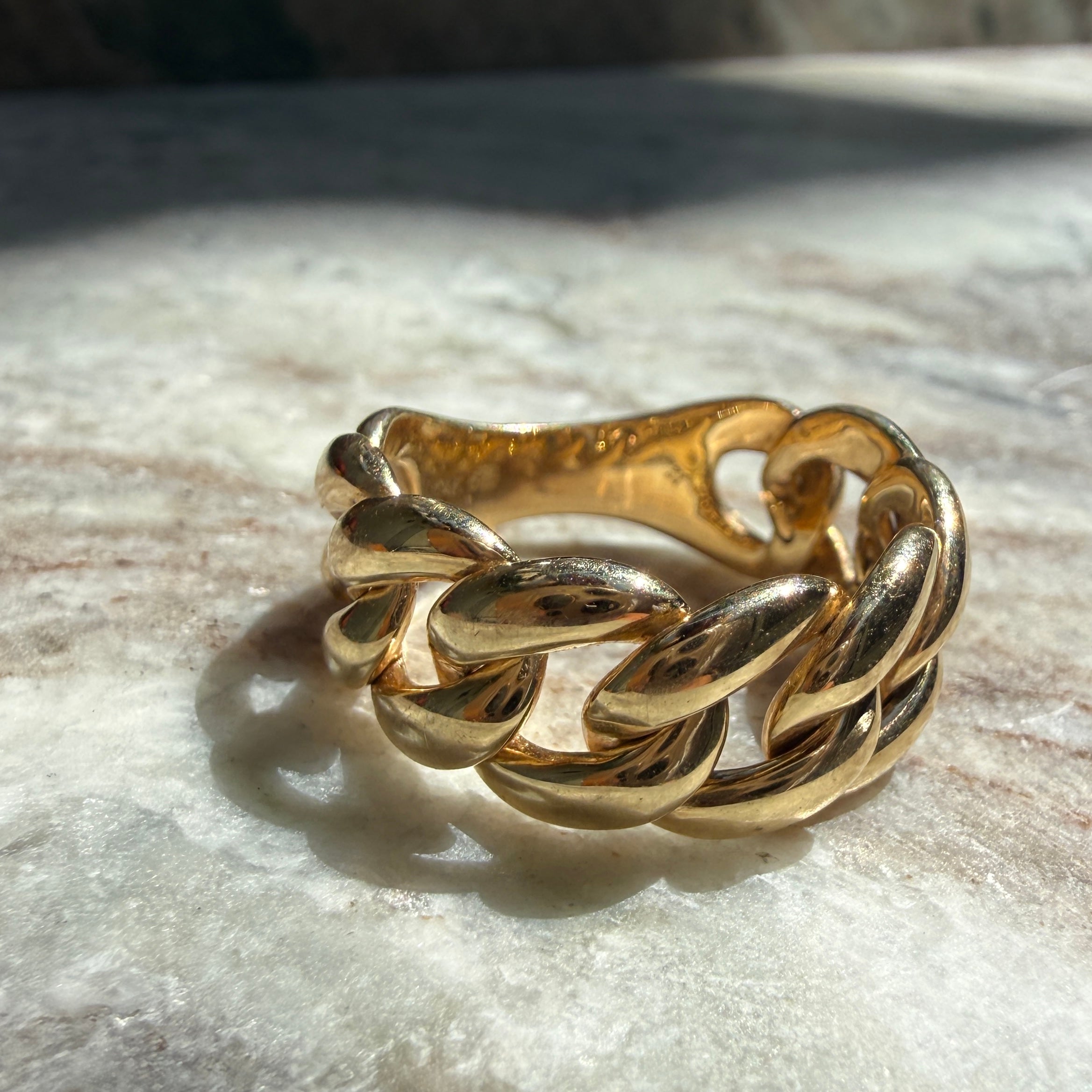 14k Yellow Gold Cuban Link Ring