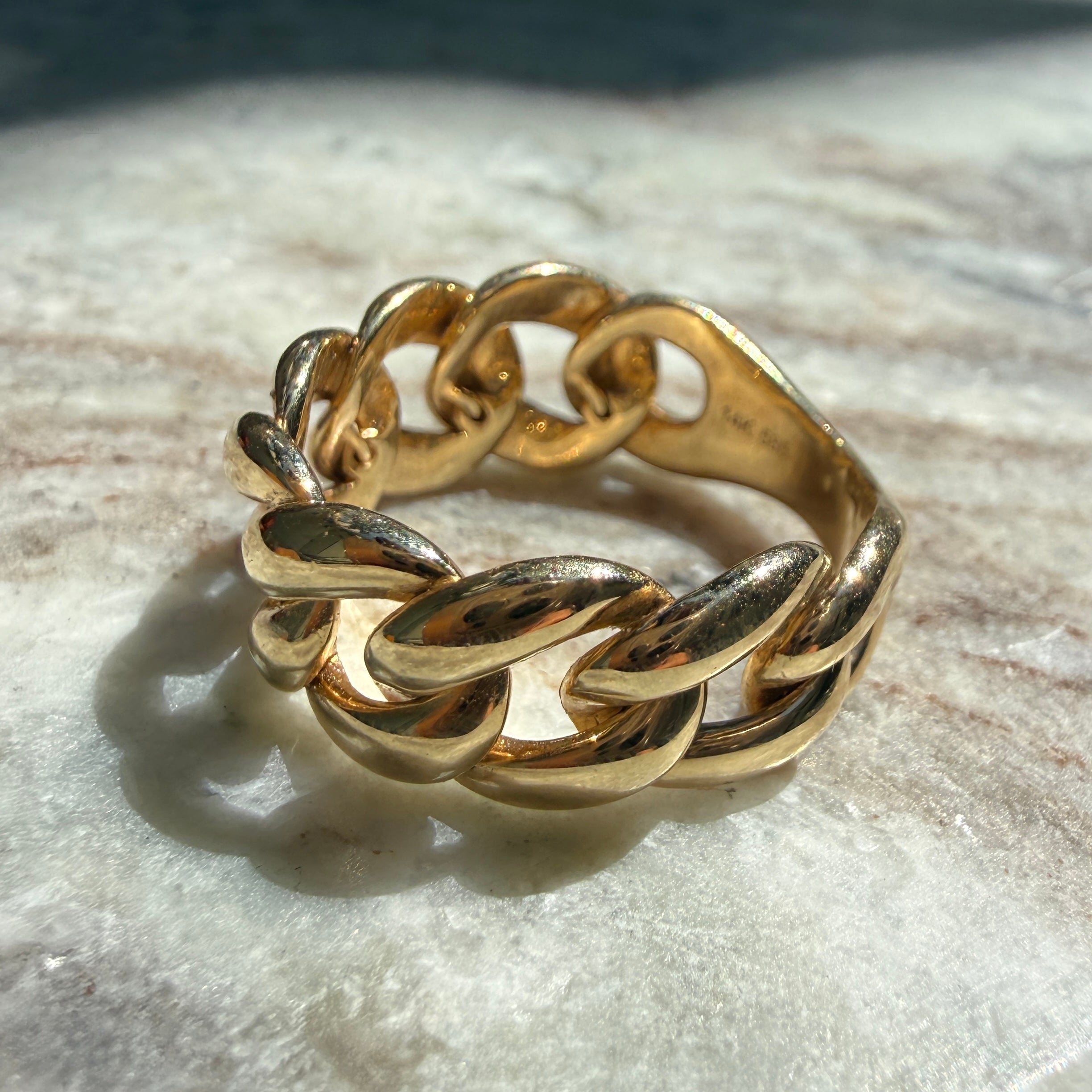 14k Yellow Gold Cuban Link Ring