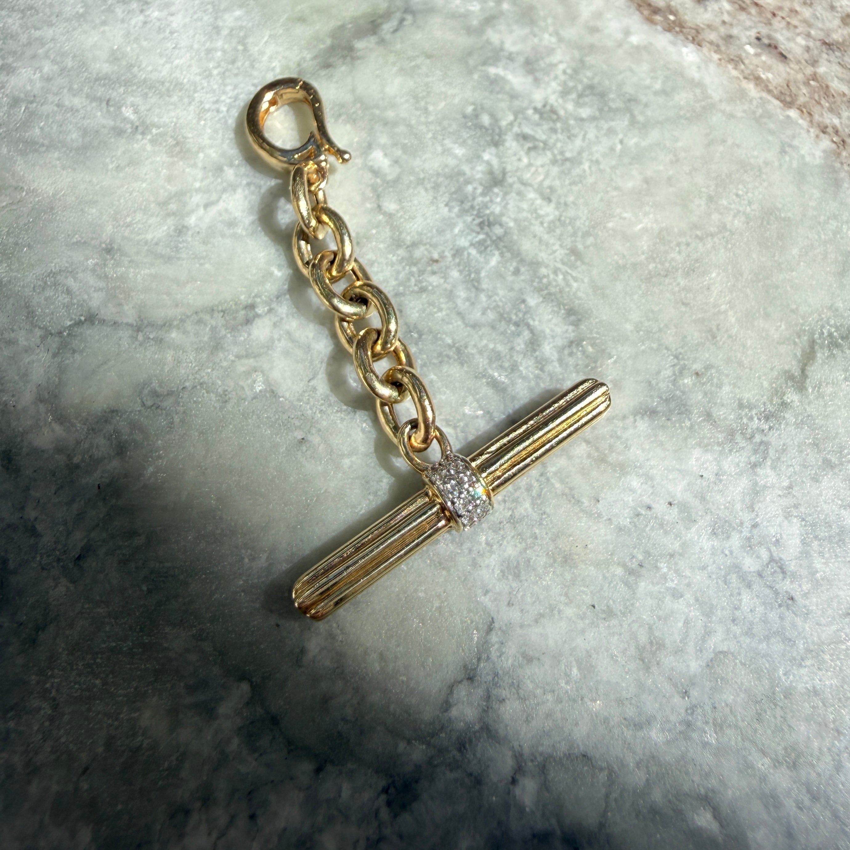 14k Yellow Gold Diamond Toggle Bar Charm