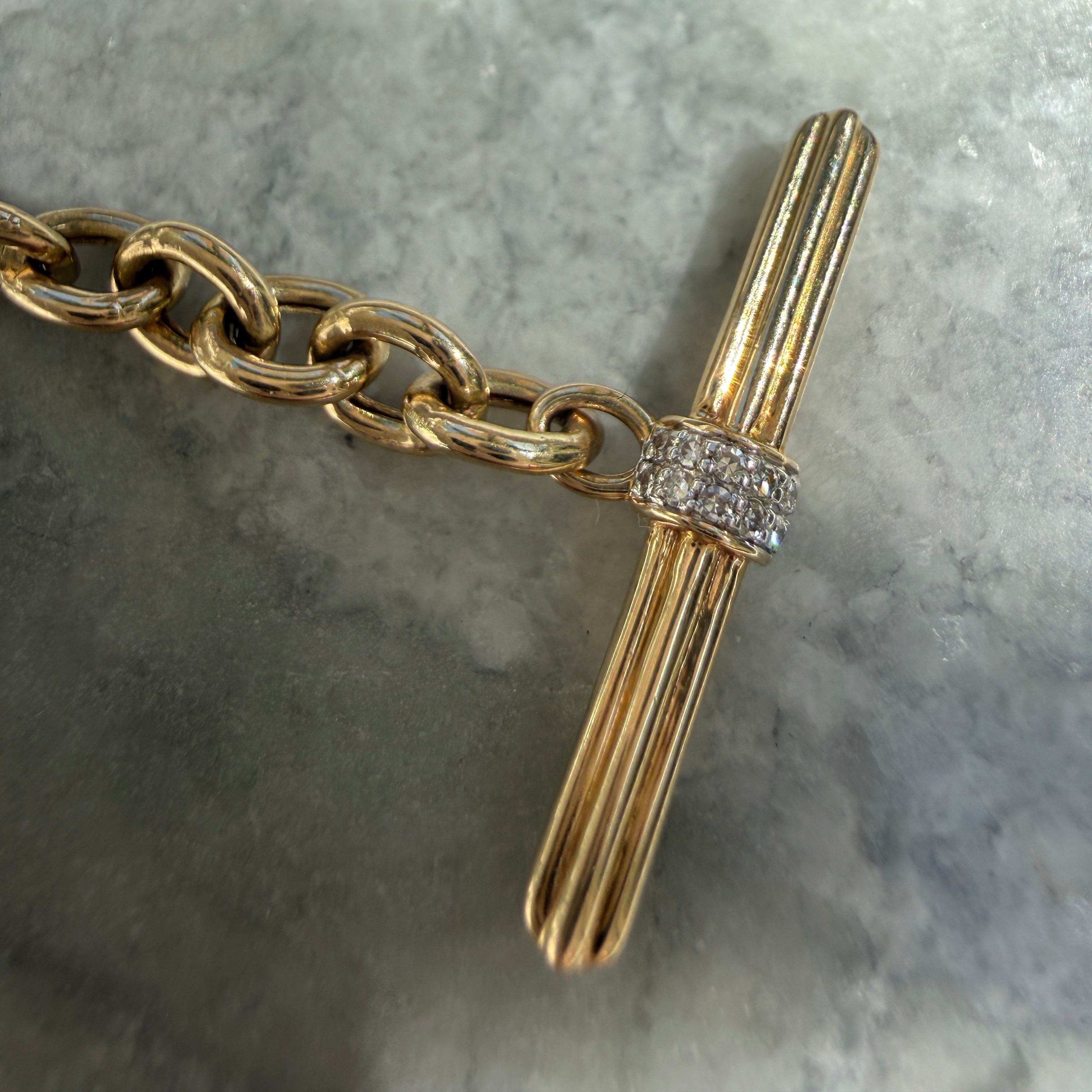14k Yellow Gold Diamond Toggle Bar Charm