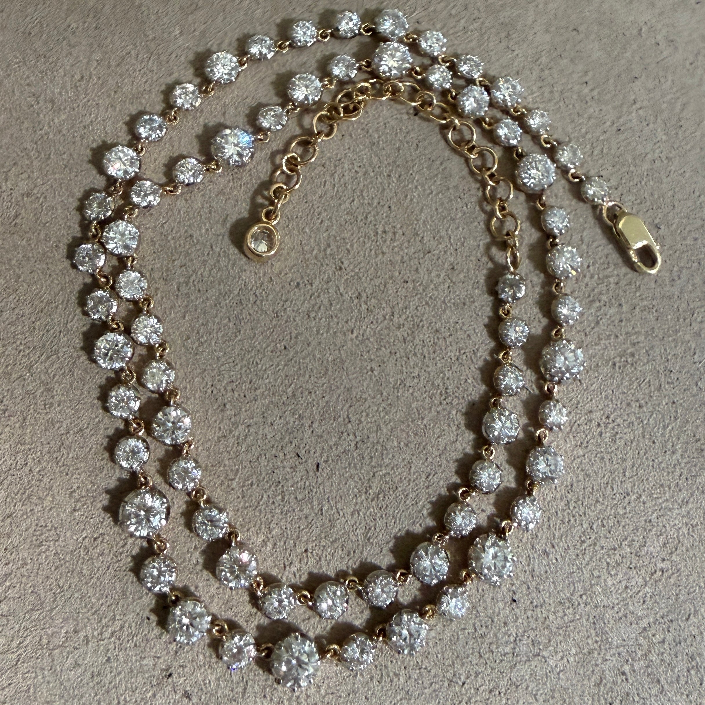 14k Graduated Round Diamond Georgian-Style Necklace