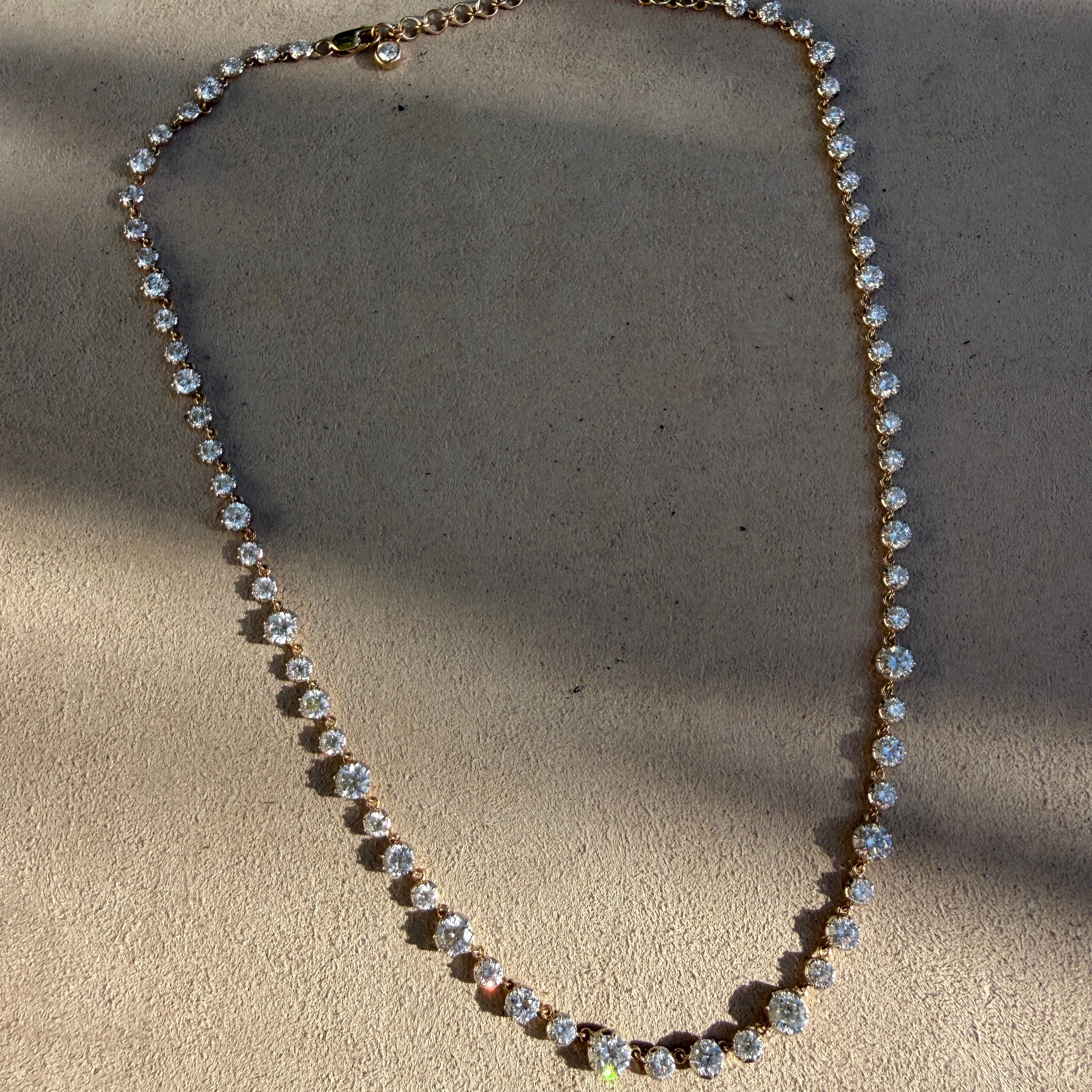 14k Graduated Round Diamond Georgian-Style Necklace