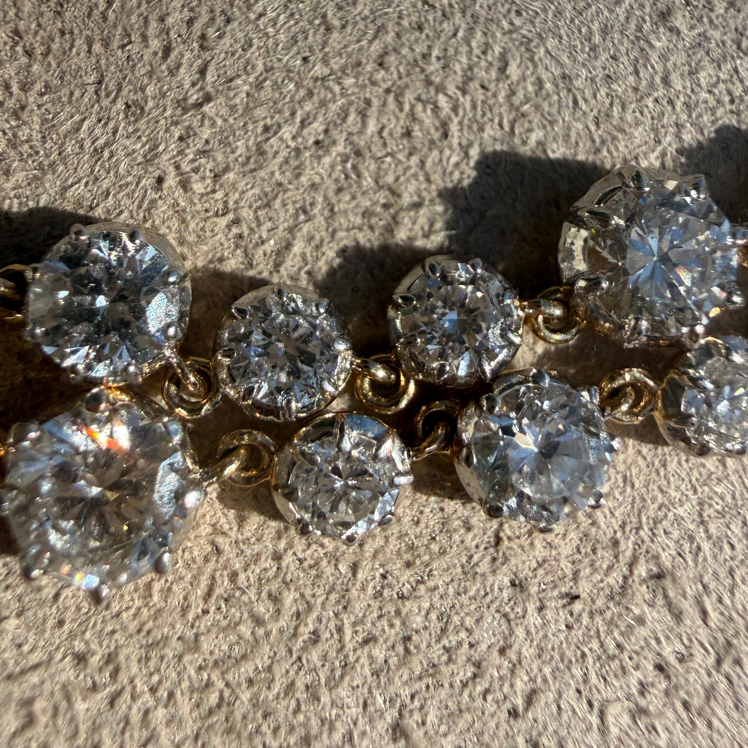 14k Graduated Round Diamond Georgian-Style Necklace