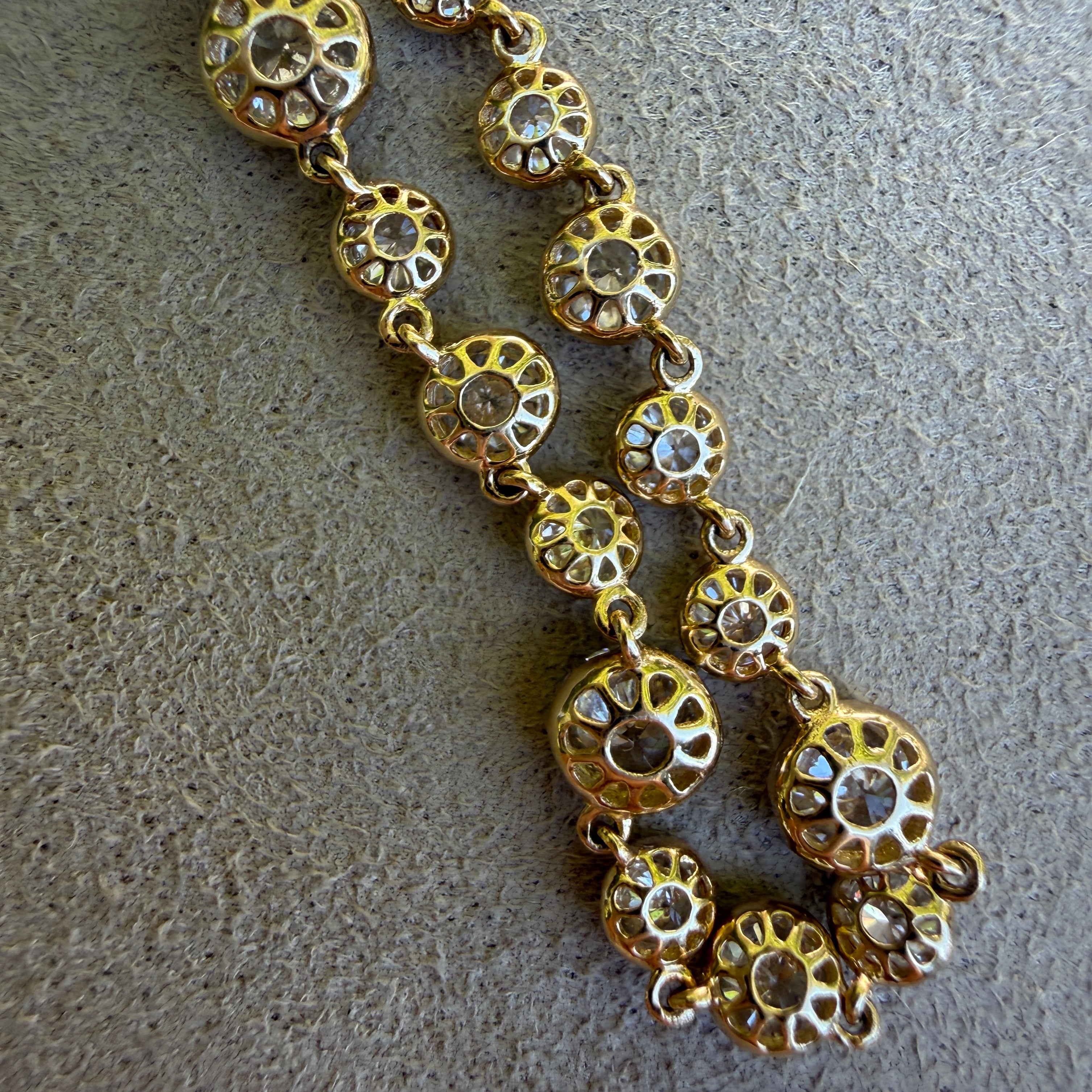 14k Graduated Round Diamond Georgian-Style Necklace