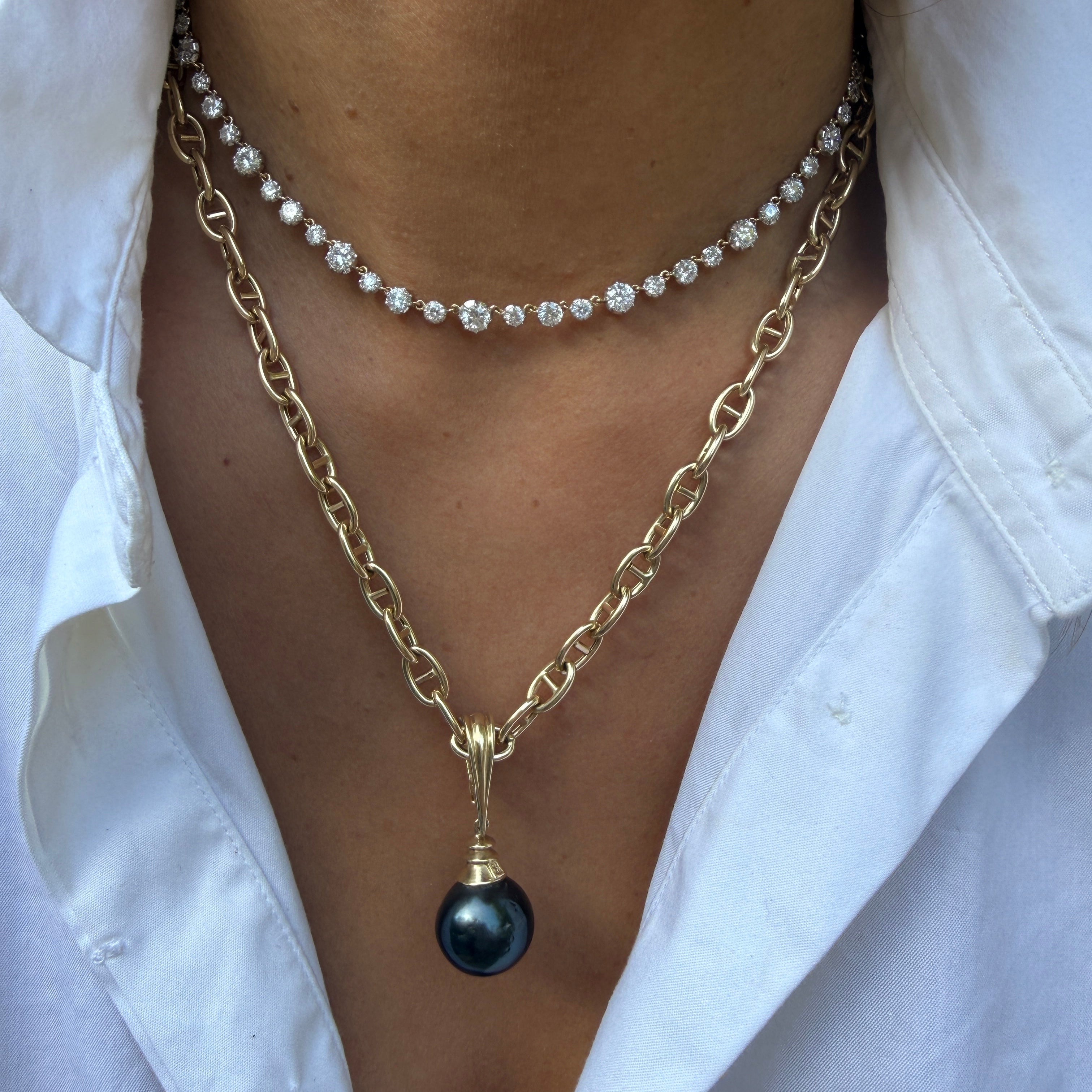 Vintage 14k Yellow Gold Tahitian Pearl Drop Pendant