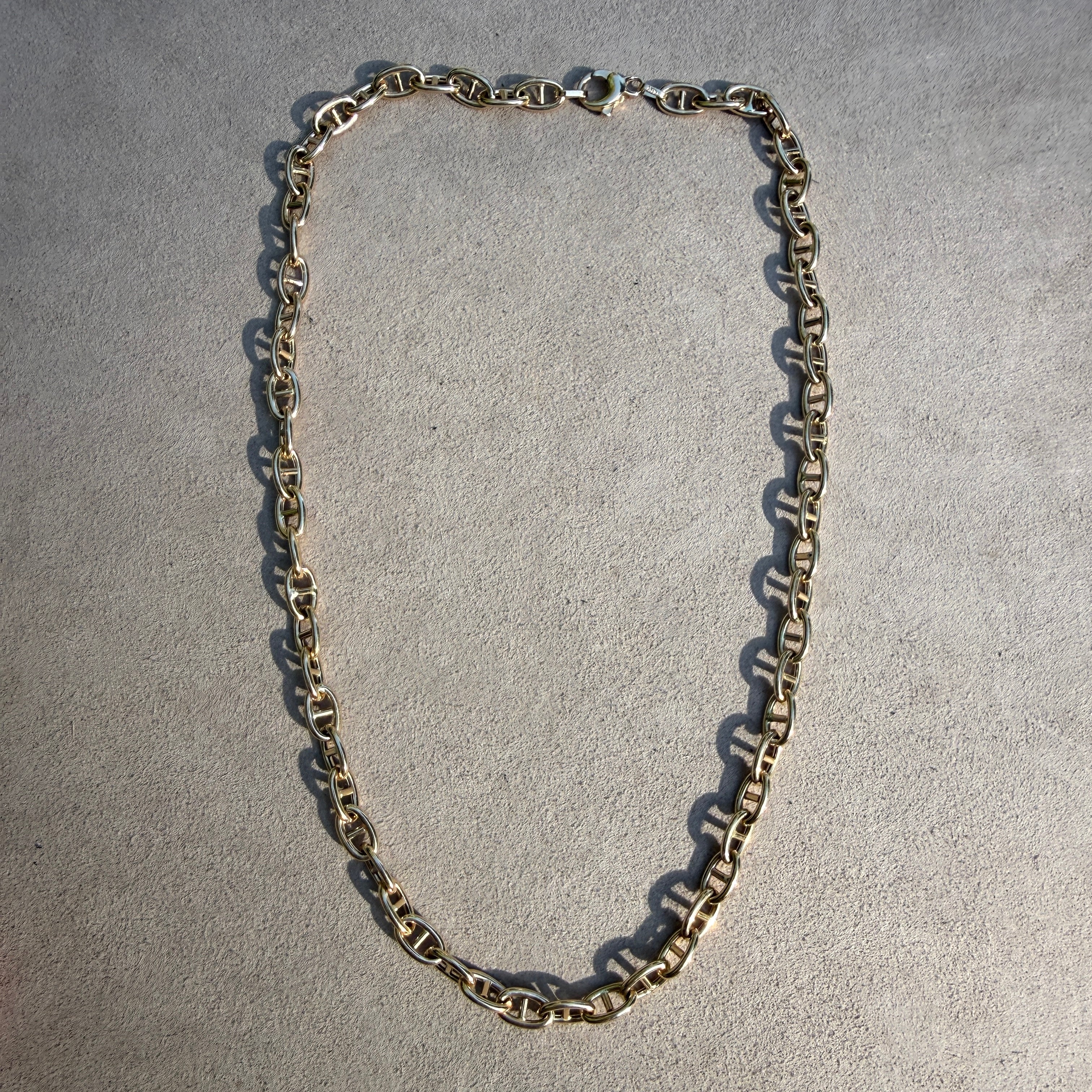 14k Yellow Gold Anchor Chain Necklace